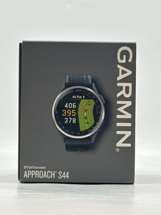 New Garmin Approach S44 GPS Golf Smartwatch - Silver Aluminum Bezel/Twilight Band