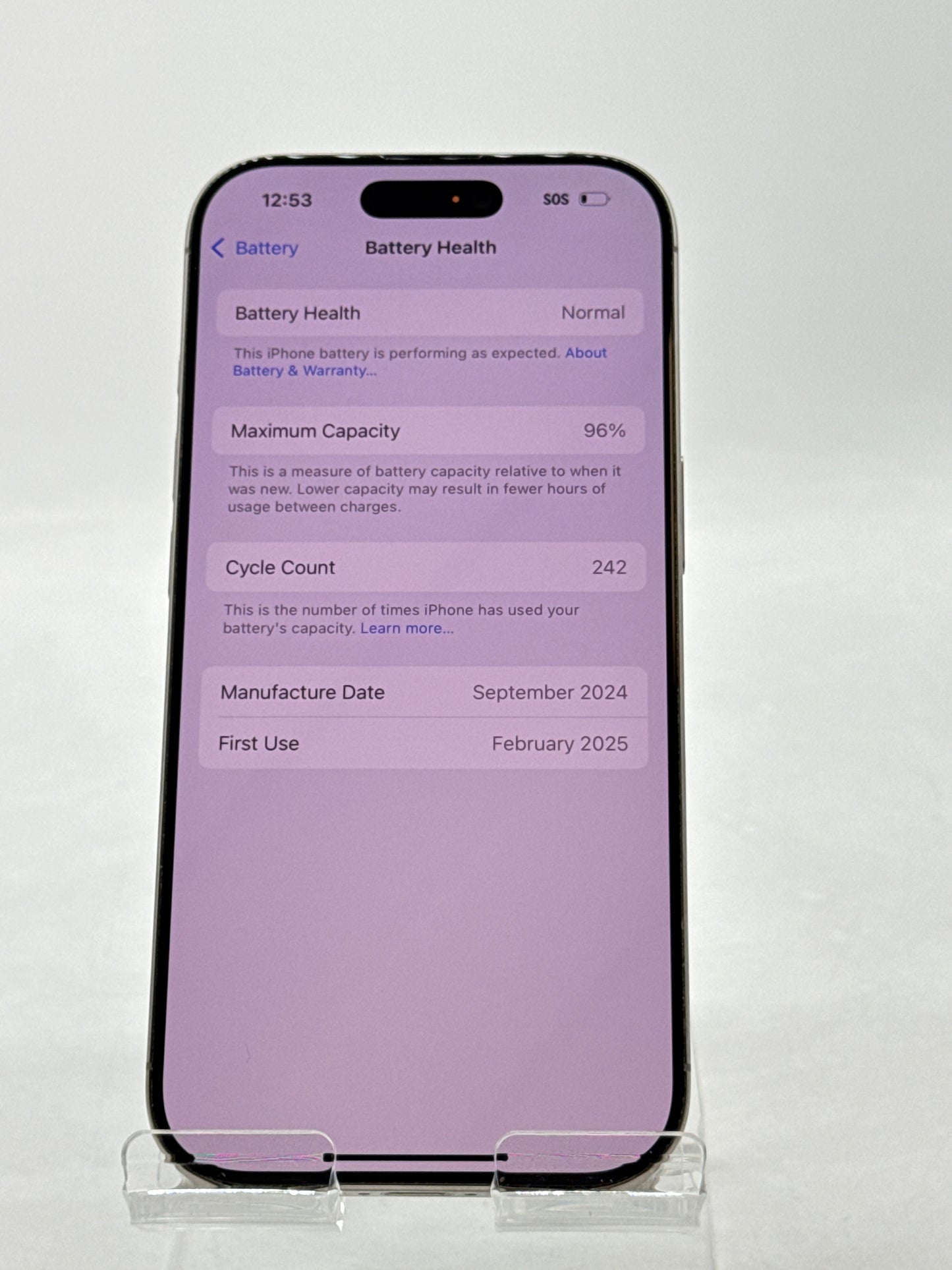 Unlocked Apple iPhone 16 Pro A3083 128GB Natural Titanium 96% Battery Health