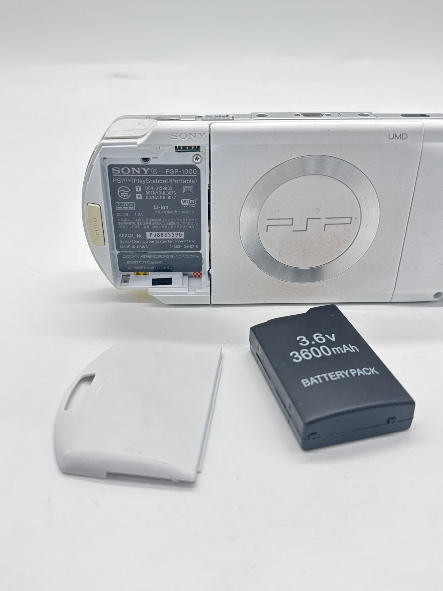 Sony PSP-1000 White Console #36 w/ 3600mAh Battery No Charger