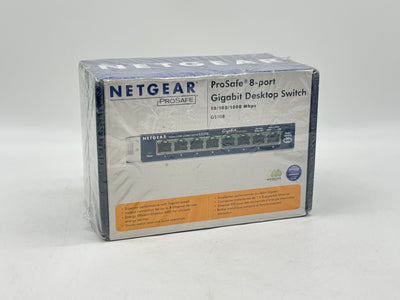 Netgear ProSafe GS108 8-Port Gigabit Ethernet Switch New Sealed