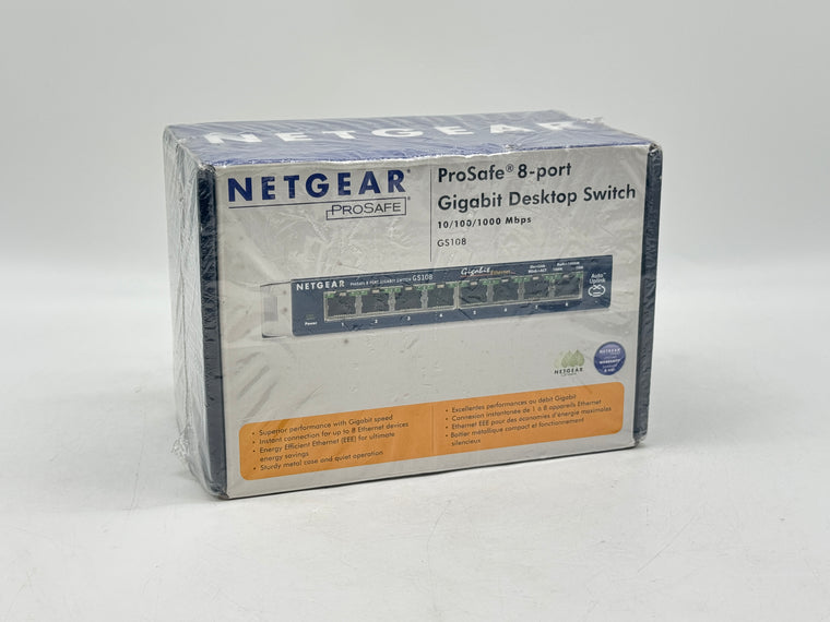 Netgear ProSafe GS108 8-Port Gigabit Ethernet Switch New Sealed
