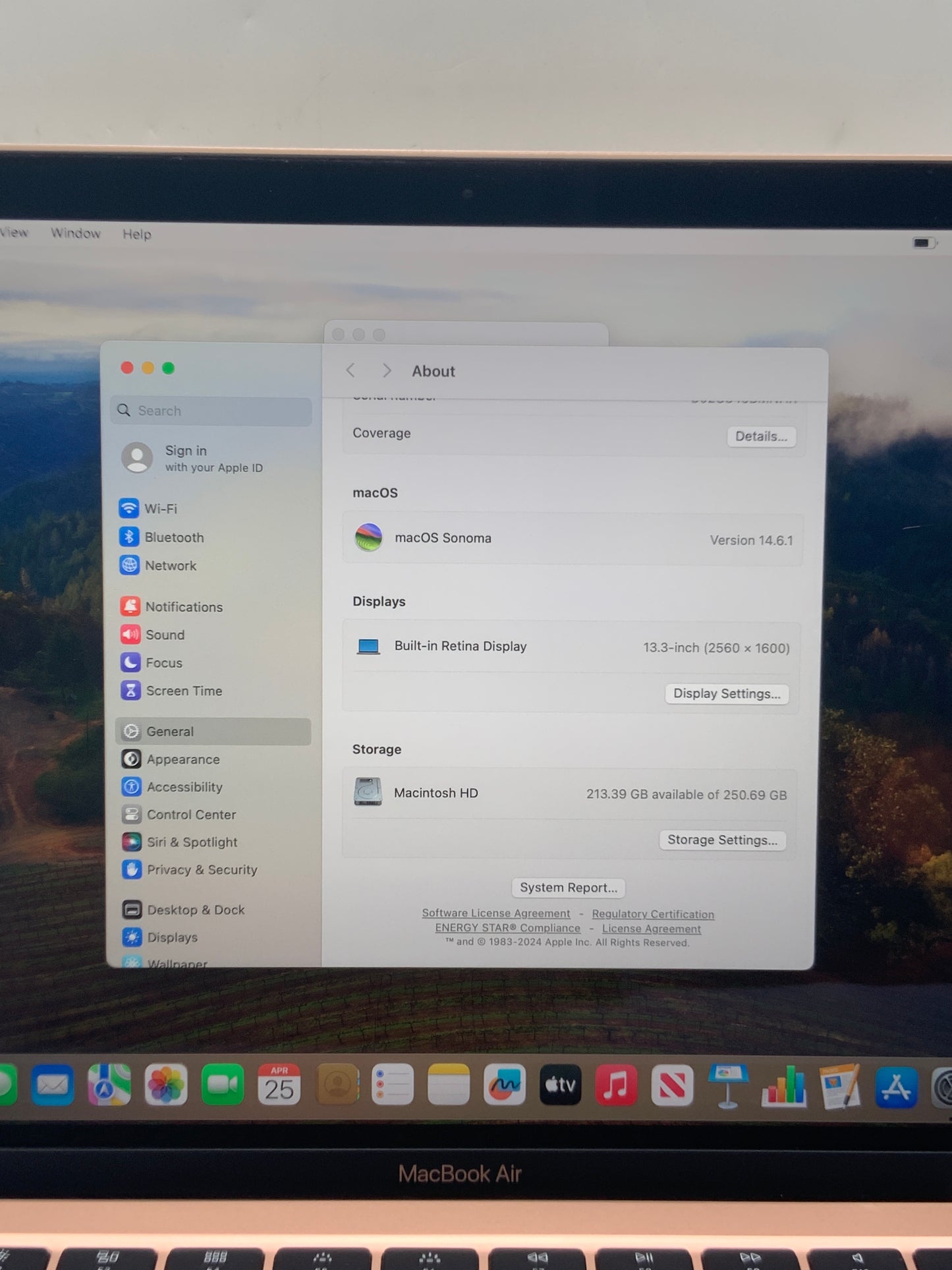 2020  Apple MacBook Air 13" Core i3 8GB RAM 256GB SSD Rose Gold A2179