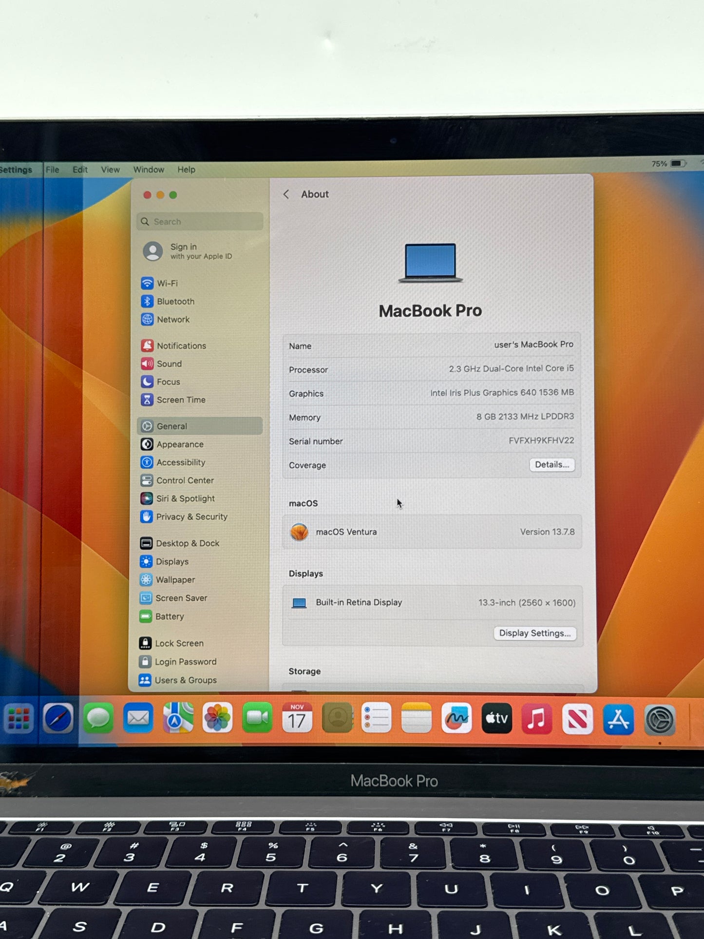 2017 Apple MacBook Pro 13.3" A1708 Core i5 2.3GHz 8GB 128GB SSD - Read!