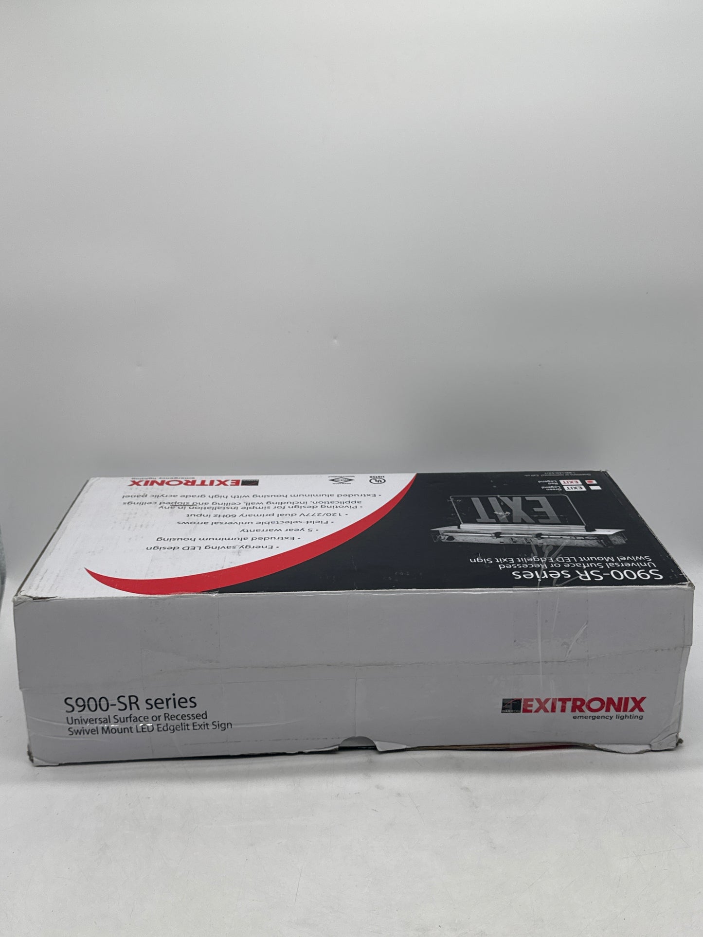 New Exitronix S902-WB-SR-RC-AG LED Exit Sign Universal Edge-Lit Red Letters