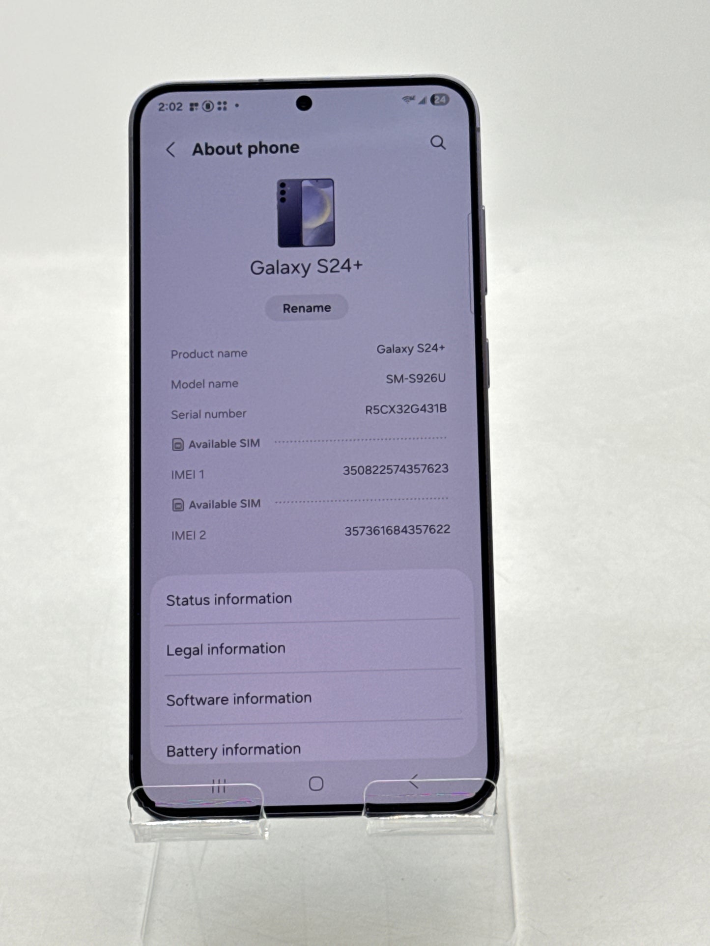 AT&T Samsung Galaxy S24+ 6.7" SM-S926U 256GB 12GB RAM Cobalt Violet