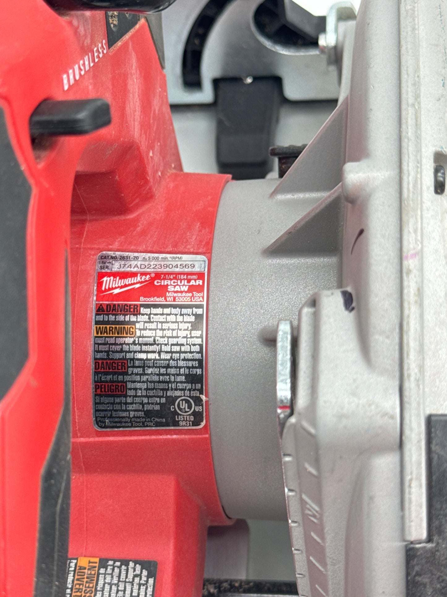 Milwaukee 2631-20 M18 Brushless 7-1/4 Circular Saw Tool-Only