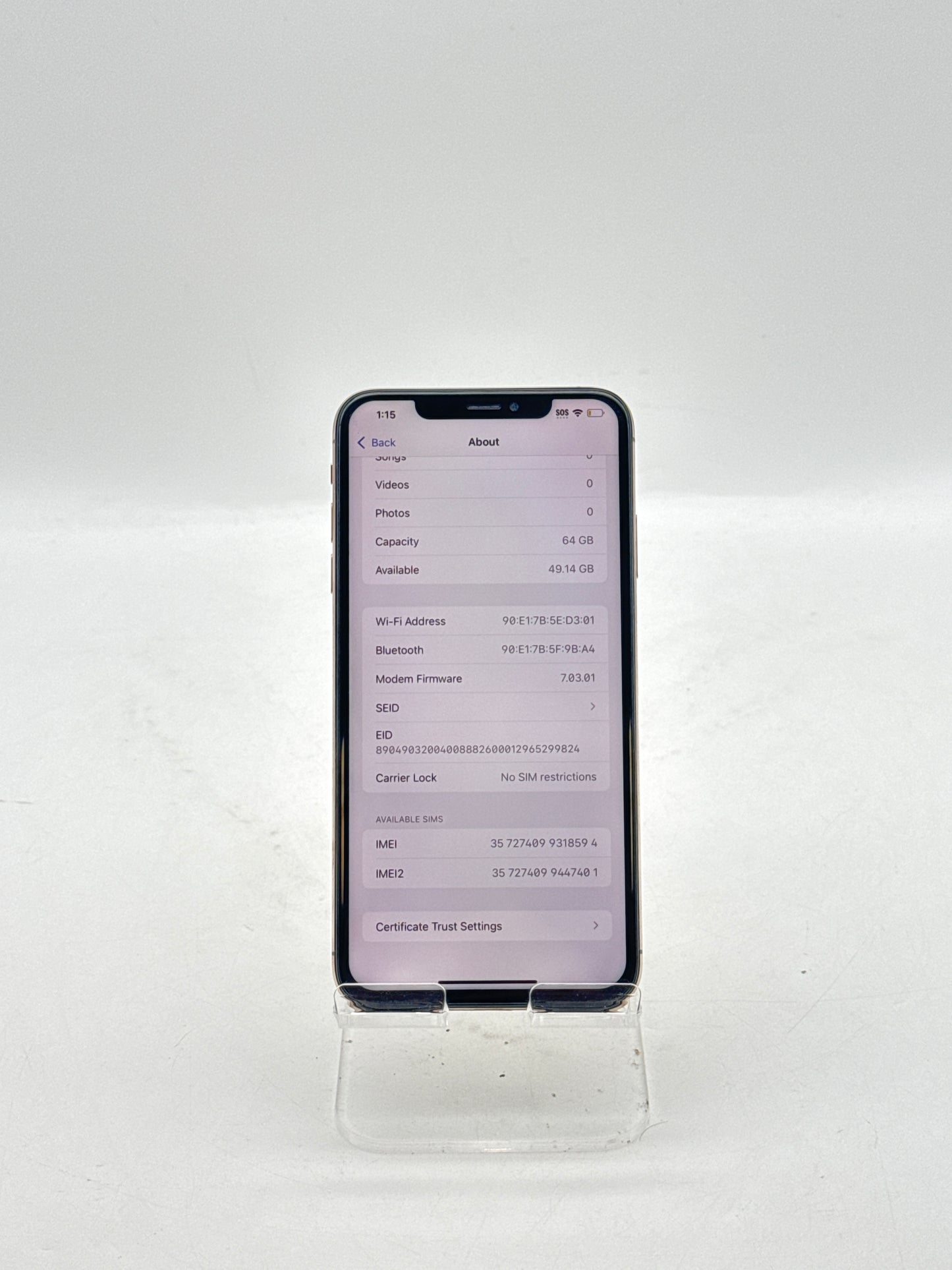 Unlocked Apple iPhone XS Max A1921 64GB Gold 80% Battery Health !Read