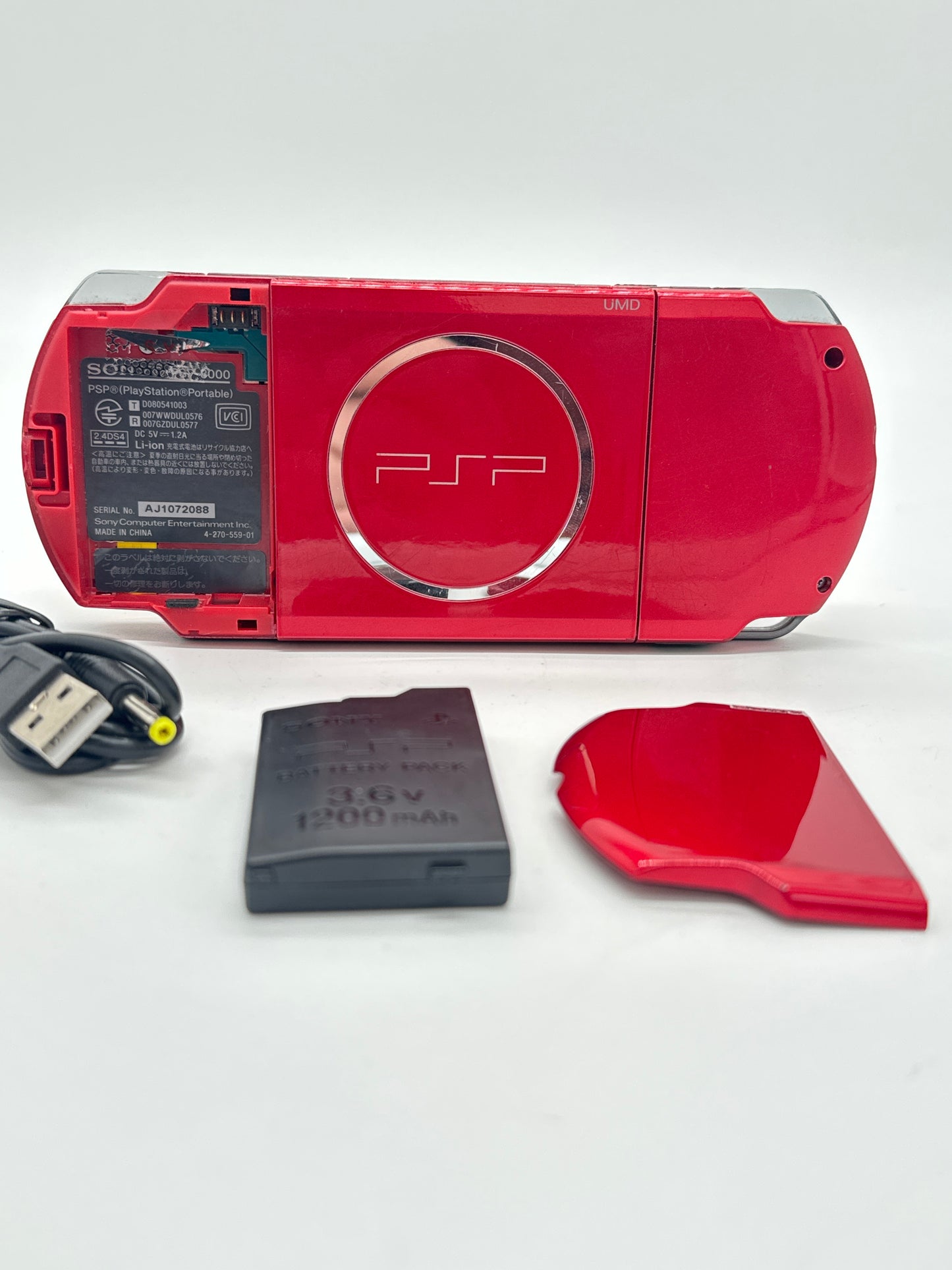 Sony PSP-3000 Radiant Red Console w/ Charger #68 Battery Lid Will Not Stay On