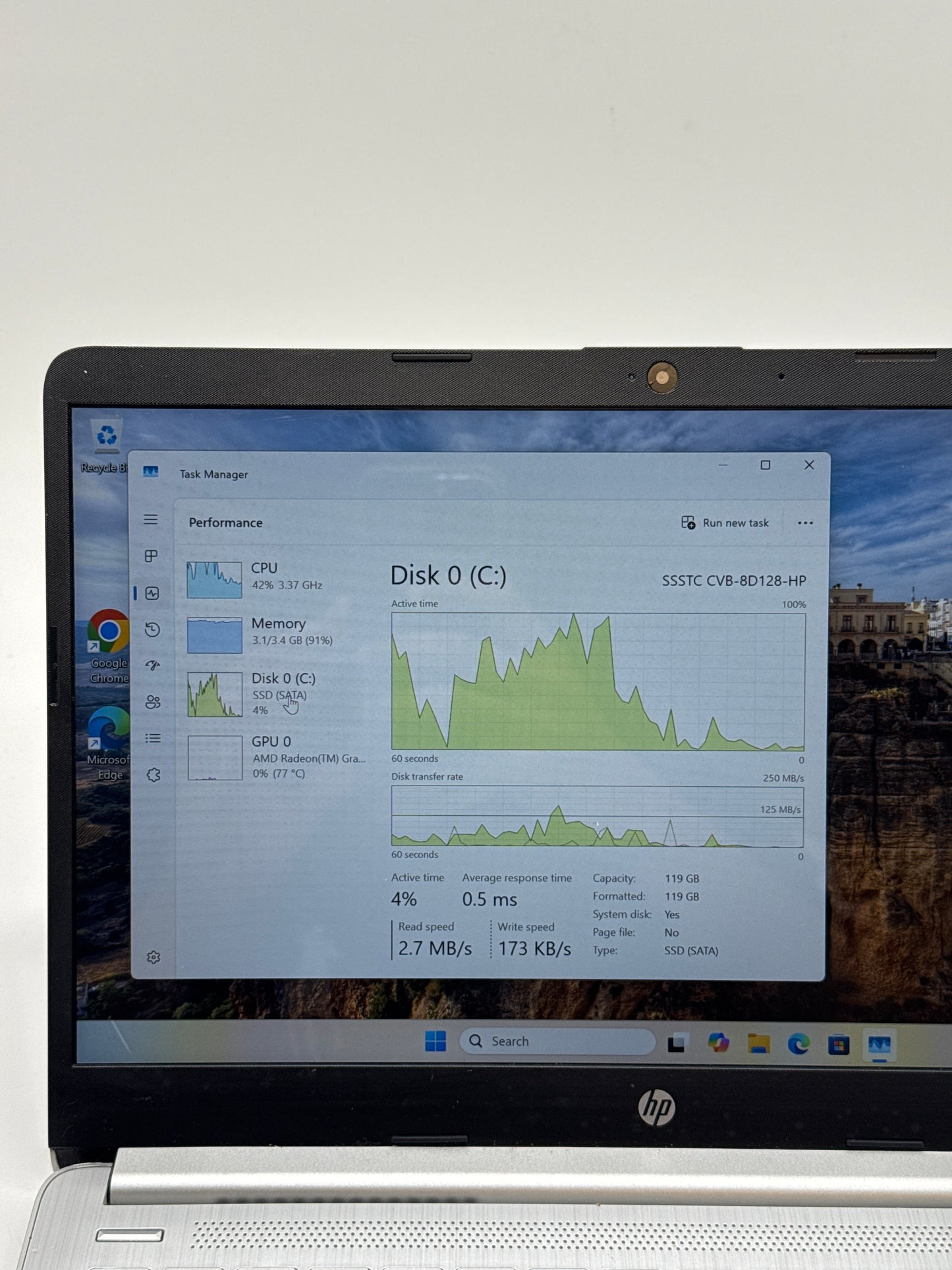 HP 14" Ryzen 3 3250U 4GB RAM 128GB SSD 14-dk1032wm w/ Charger