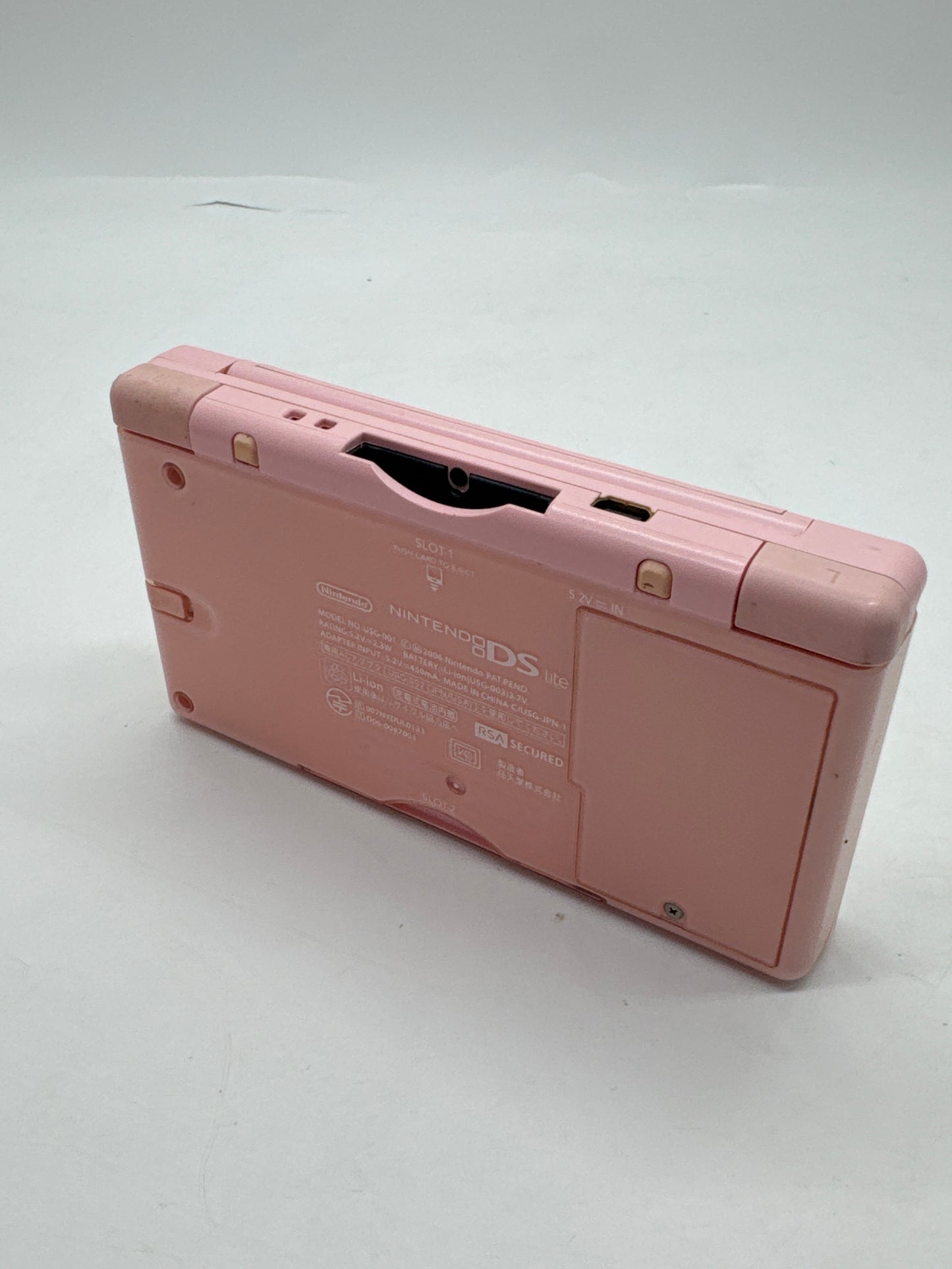 Nintendo DS Lite USG-001 Pink Console #89 No Charger Lines on Bottom Screen AS IS