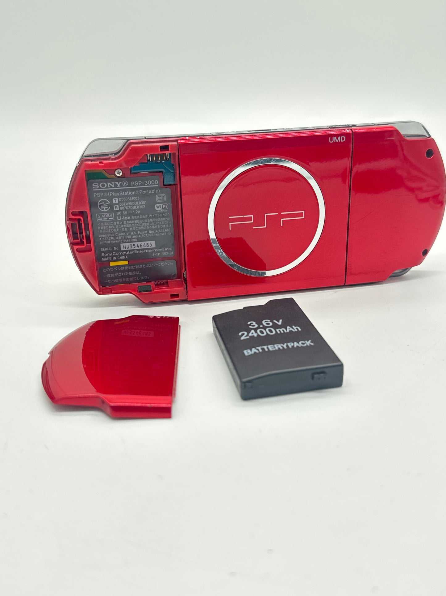 Sony PSP-3000 Red Console #256 w/2400mAh Battery & No Charger