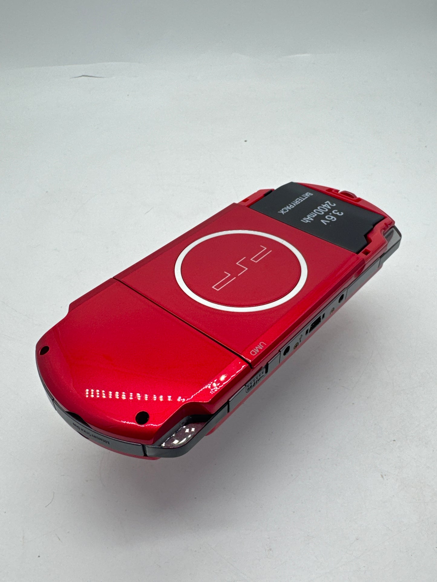 Sony PlayStation Portable PSP-3000 Red Console #369 No Back Lid Yellowed Display AS IS