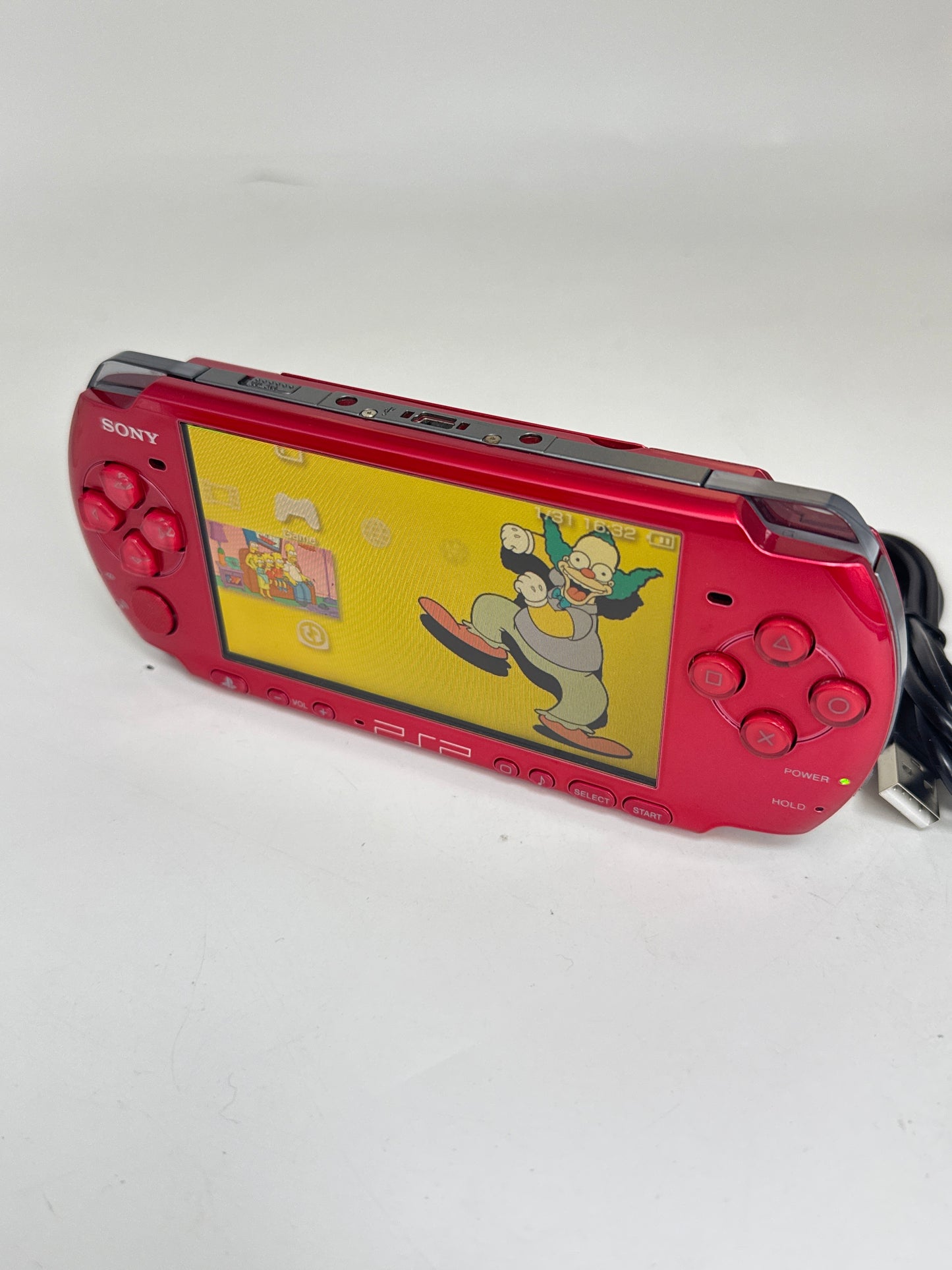 Sony PSP-3000 Red Console #62 w/ 1200mAh Battery & Charger Back Lid Falls Off