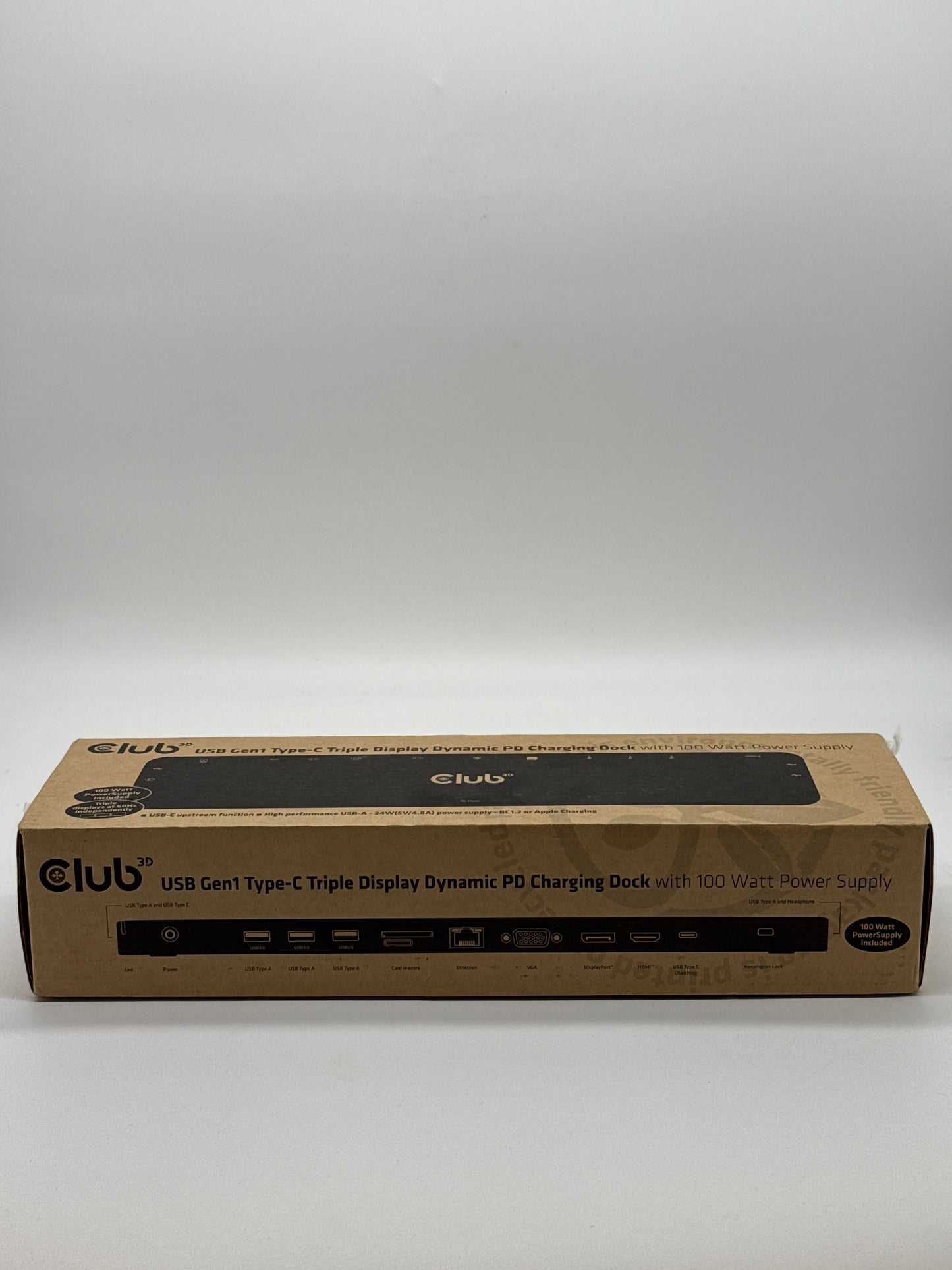 Club 3D USB Gen1 Type-C Triple Display Dynamics PD Charging Dock - New in Box
