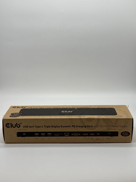 Club 3D USB Gen1 Type-C Triple Display Dynamics PD Charging Dock - New in Box