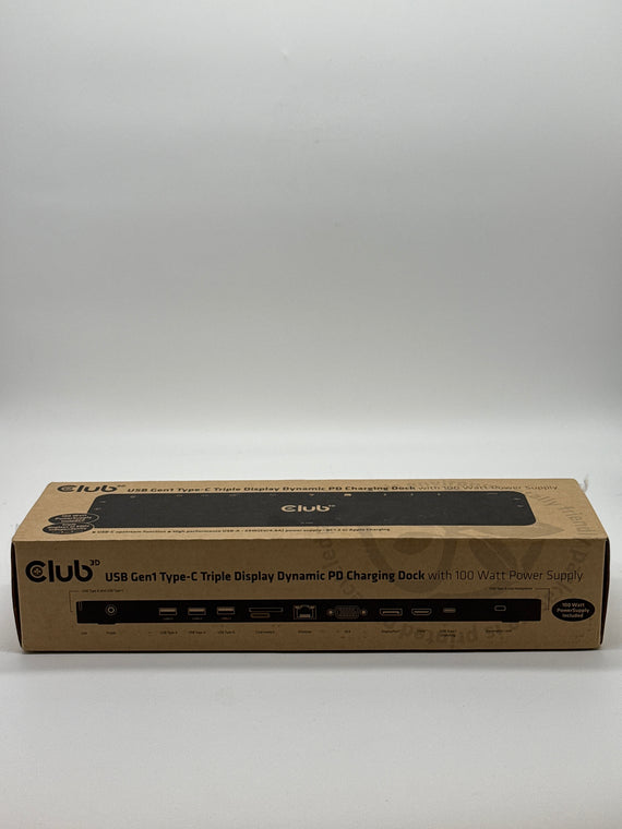 Club 3D USB Gen1 Type-C Triple Display Dynamics PD Charging Dock - New in Box