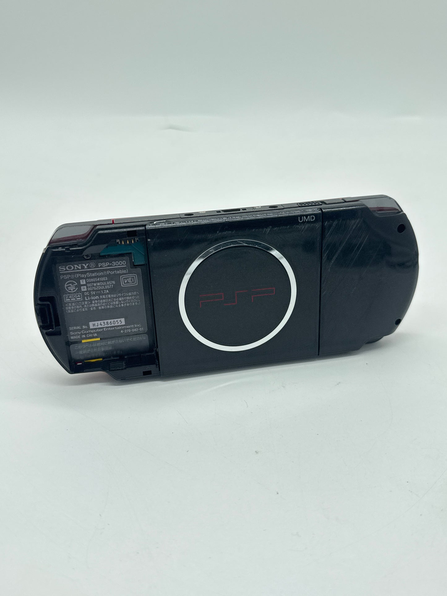 Sony PSP-3000 Red Black Console #258 No Battery or Lid No Charger AS IS