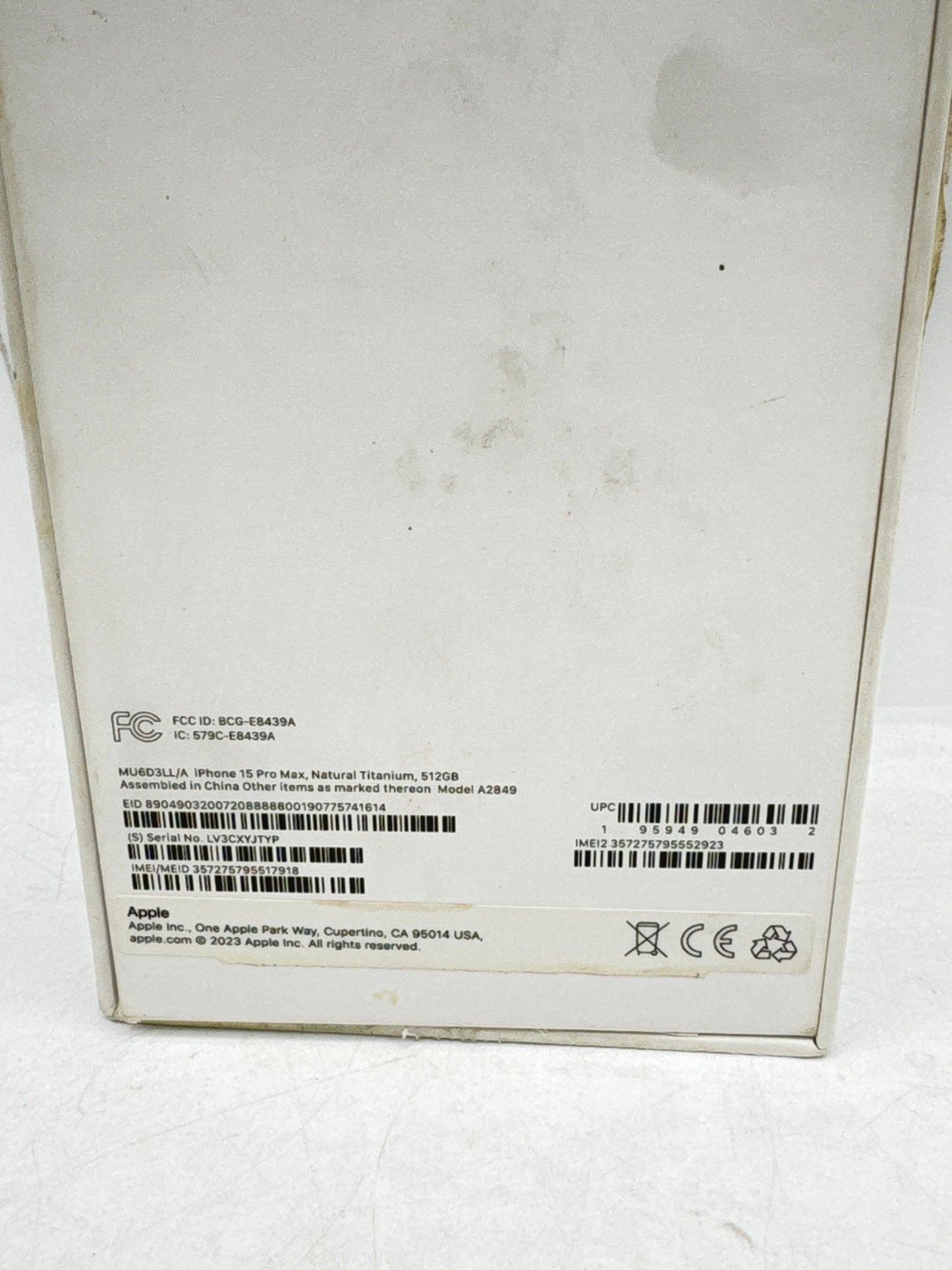 Unlocked Apple iPhone 15 Pro Max (A2849) 512GB - Natural - 87% BH