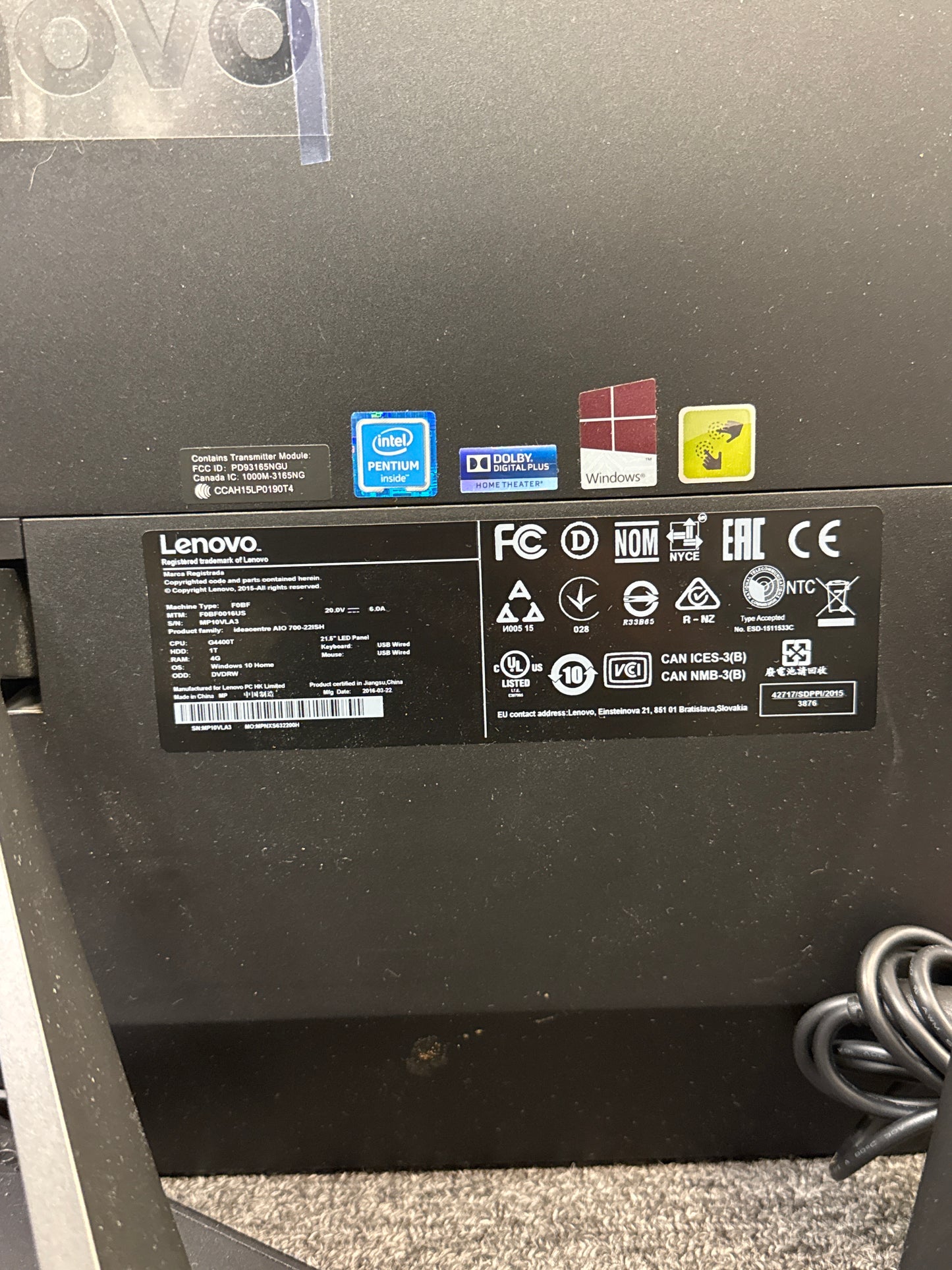 Lenovo IdeaCentre AIO 700-22ISH All-in-One 21.5" Pentium G4400T 4GB RAM 1TB HDD