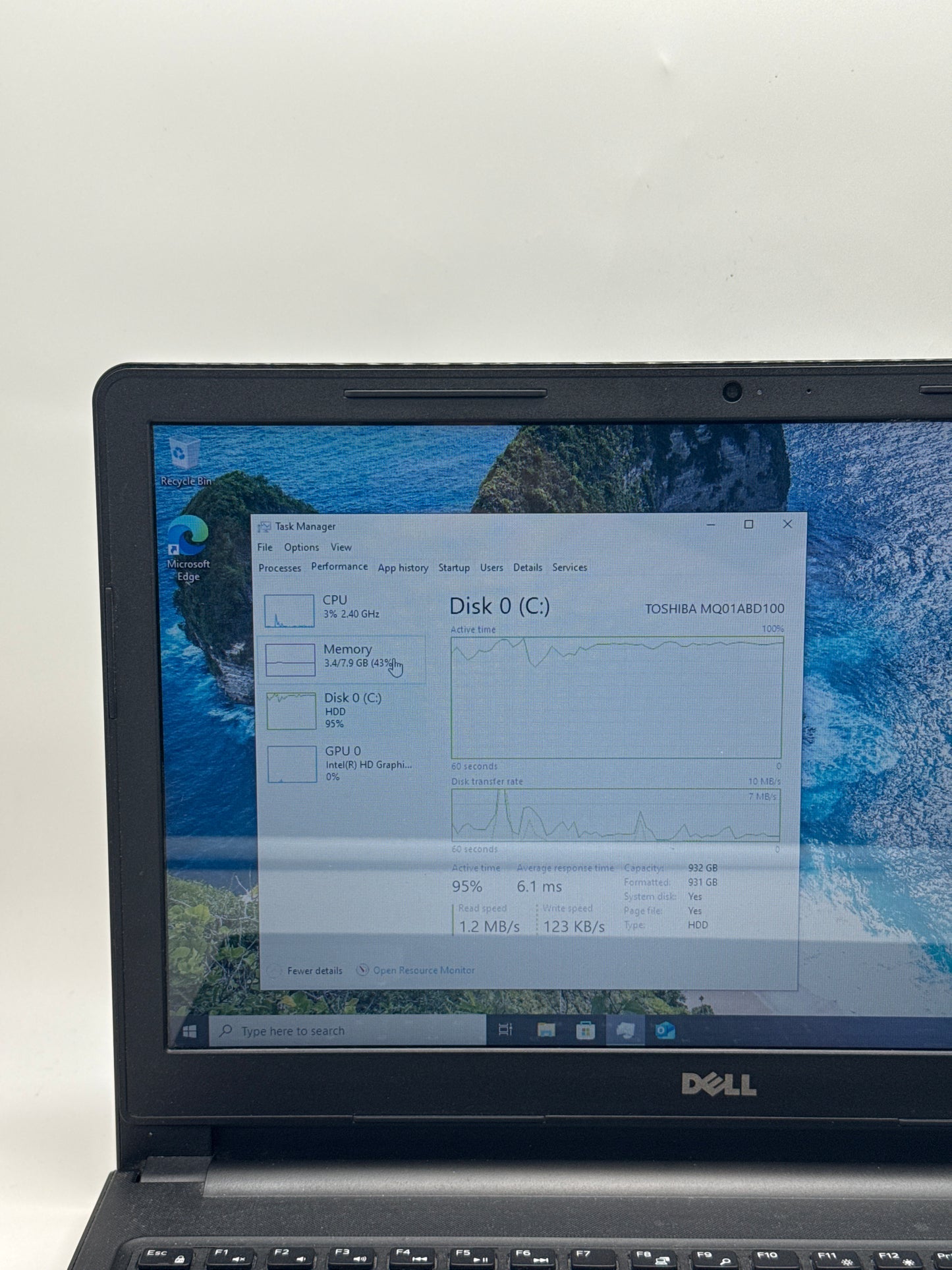 Dell Inspiron 15 3000 Series 15.6” i3 7th Gen 8GB RAM 1TB HDD - Used