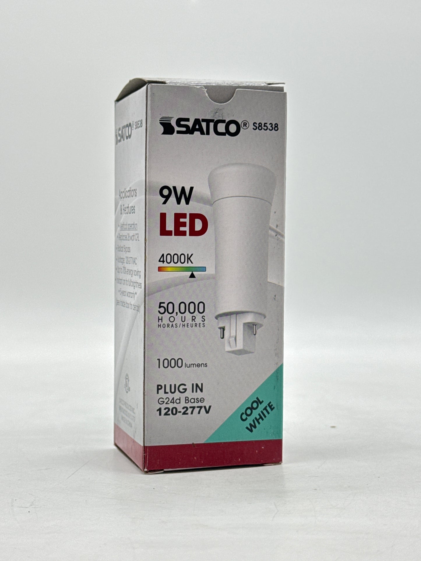 Lot of 30 New Satco S8538-9 Watt LED PL 2-Pin 4000K G24d Base Type B Ballast Bypass