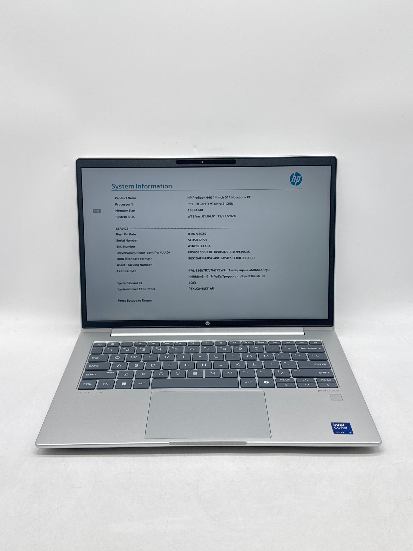 HP ProBook 440 14" Touch Ultra 5 125U 16GB RAM 256GB SSD Pike Silver - Read!