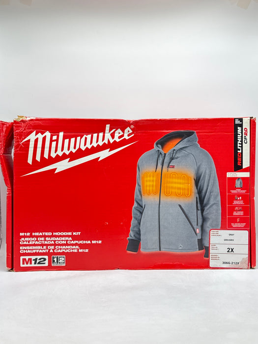 Milwaukee M12 Heated Hoodie Work Jacket Battery Charger Kit 306G-212X 2XL