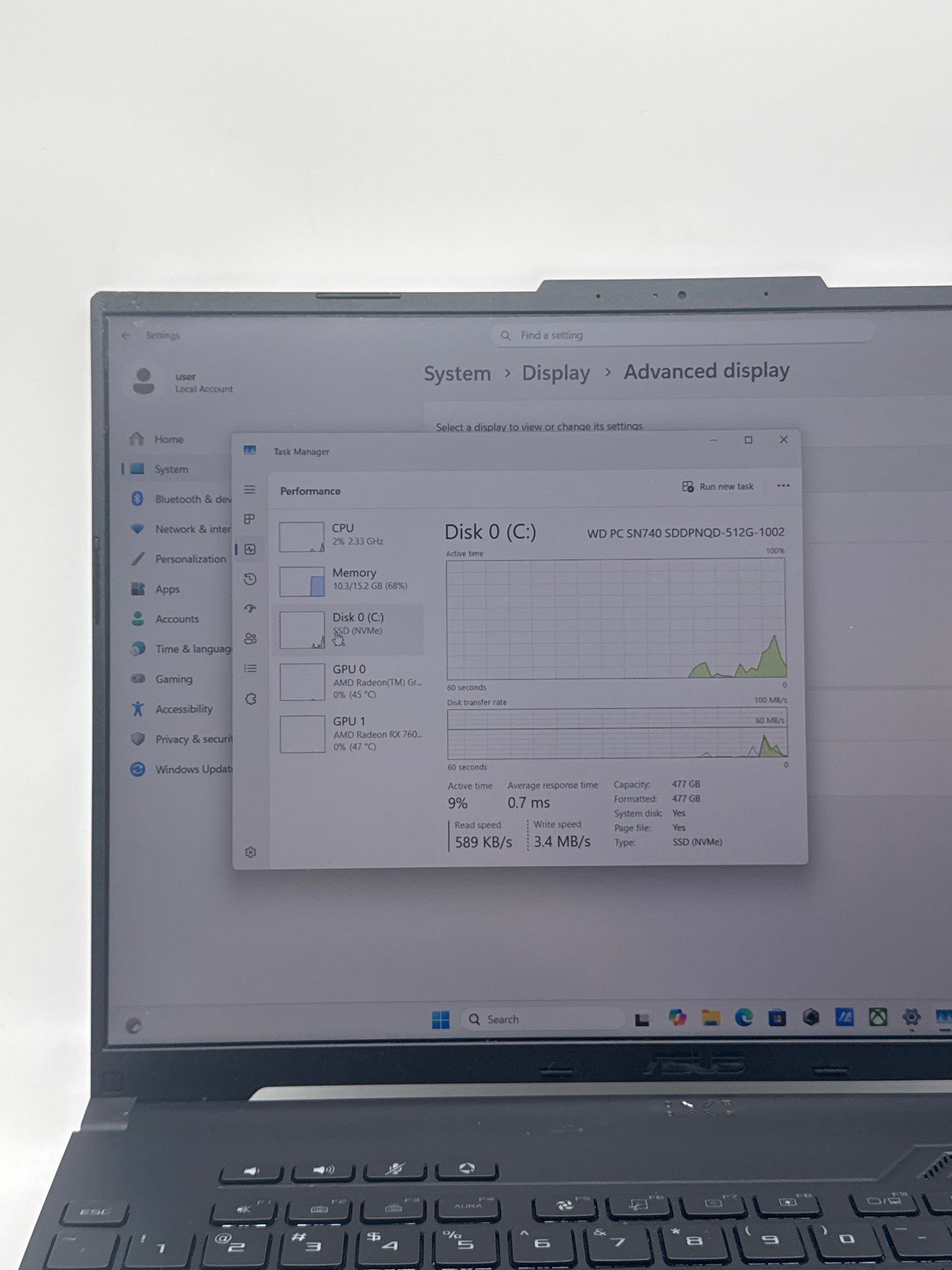 Asus TUF Gaming A16 16" 165Hz Ryzen 7735HS 16GB RAM 512GB SSD RX 7600S - Read!