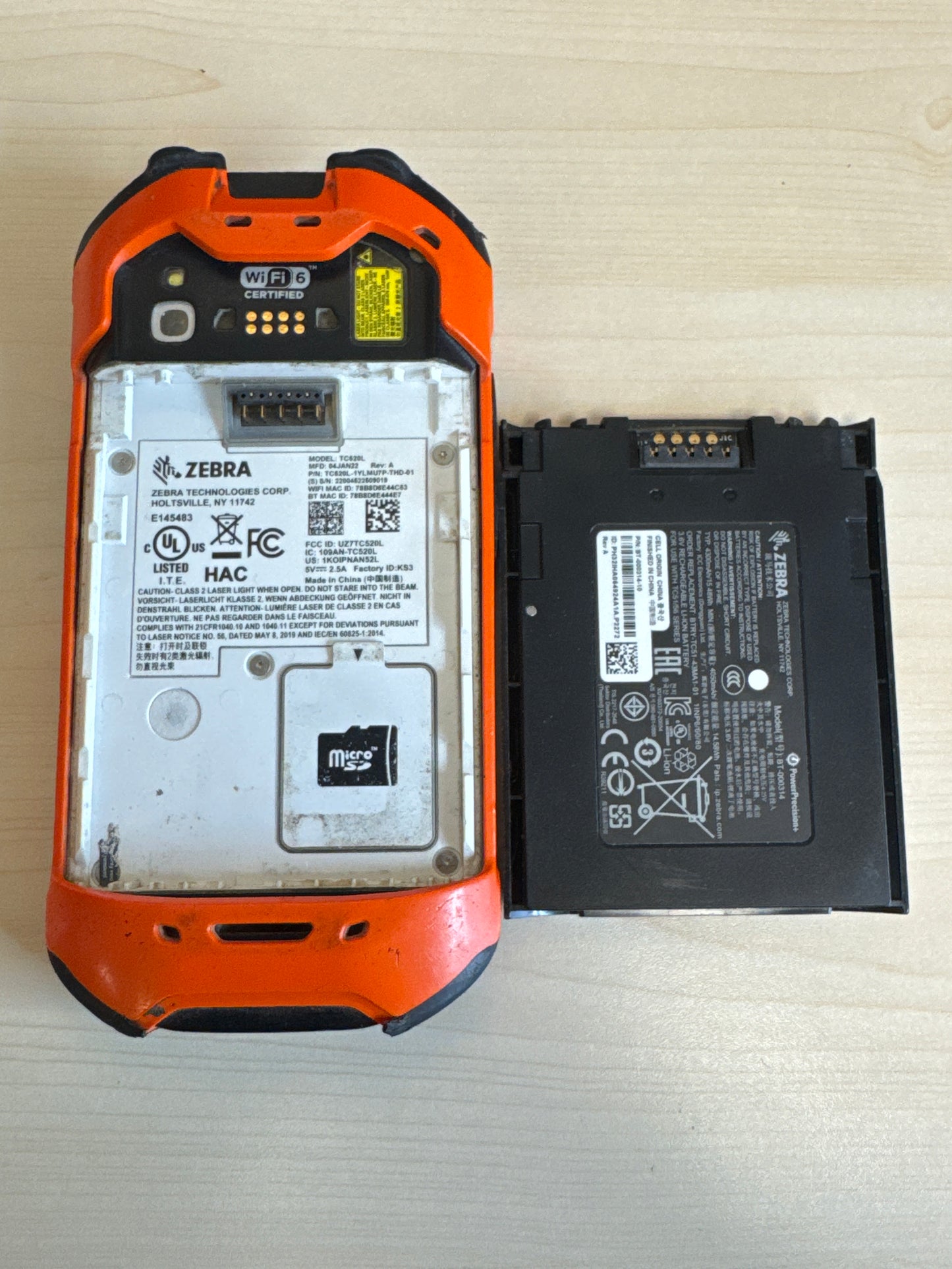 Untested Zebra TC520L Handheld Barcode Scanner