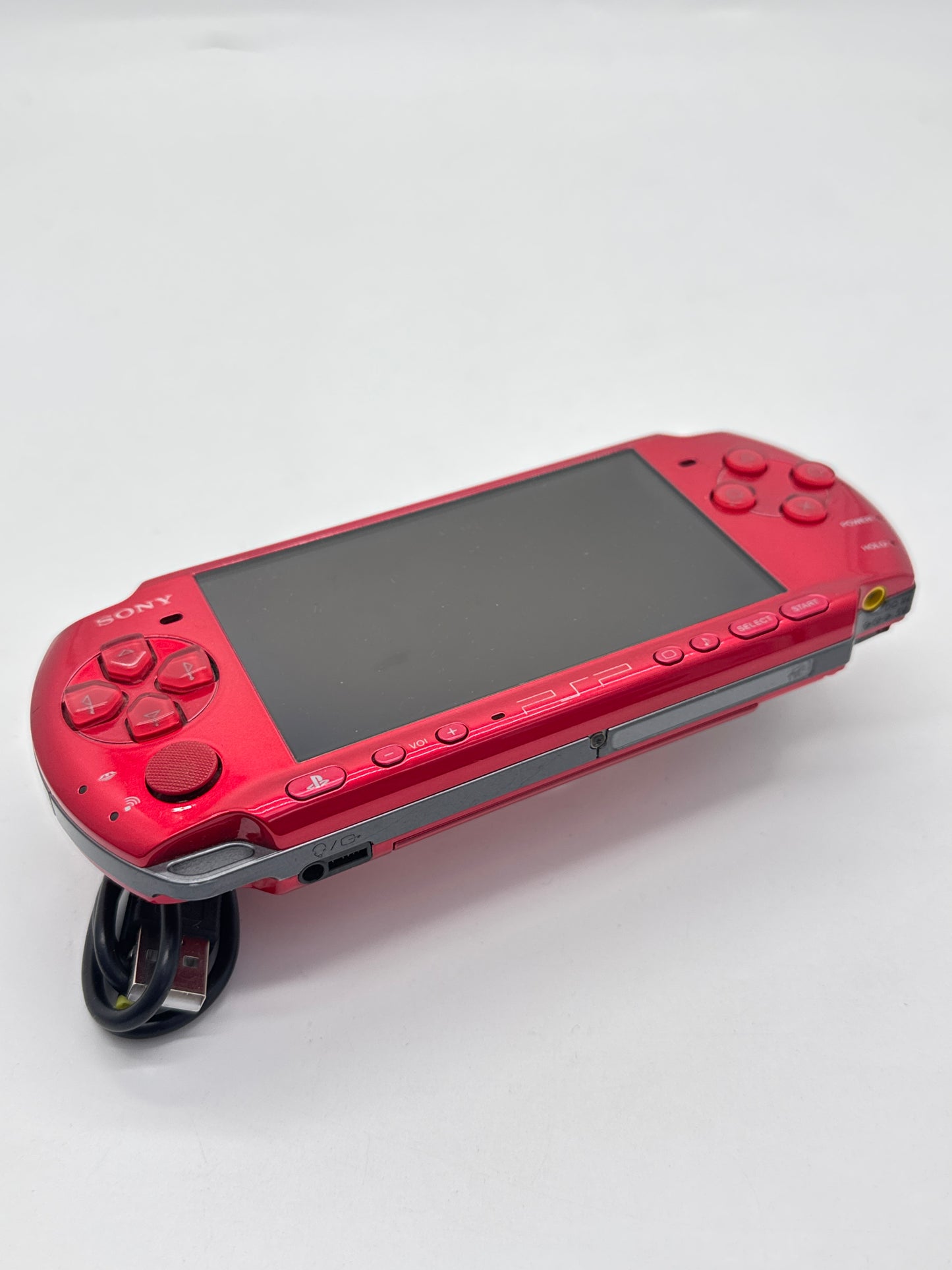 Sony PSP-3000 Radiant Red Console w/ Charger #69 Missing Battery Lid