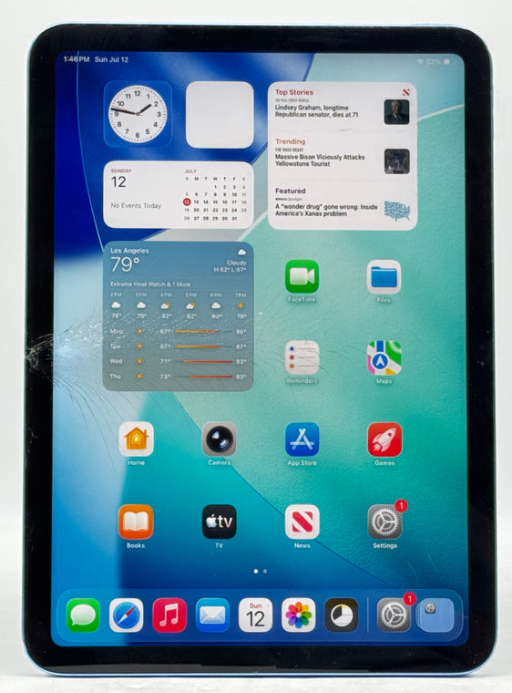 Apple iPad 10th Gen A2696 10.9" 256GB Wi-Fi Blue Damaged Screen For Parts