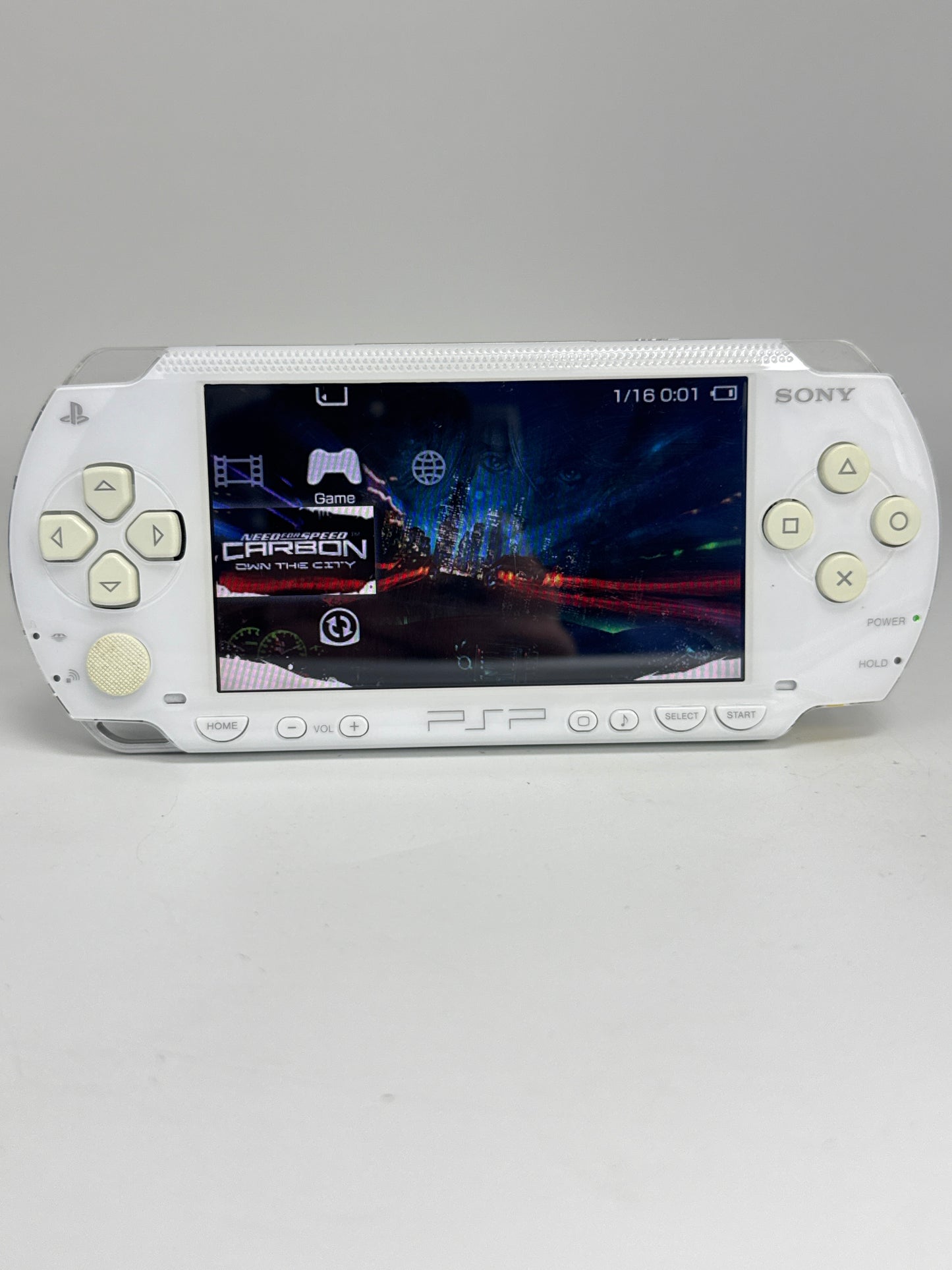 Sony PSP-1000 White Console #97 w/3600mAh Battery & No Charger Noisy Disc Drive