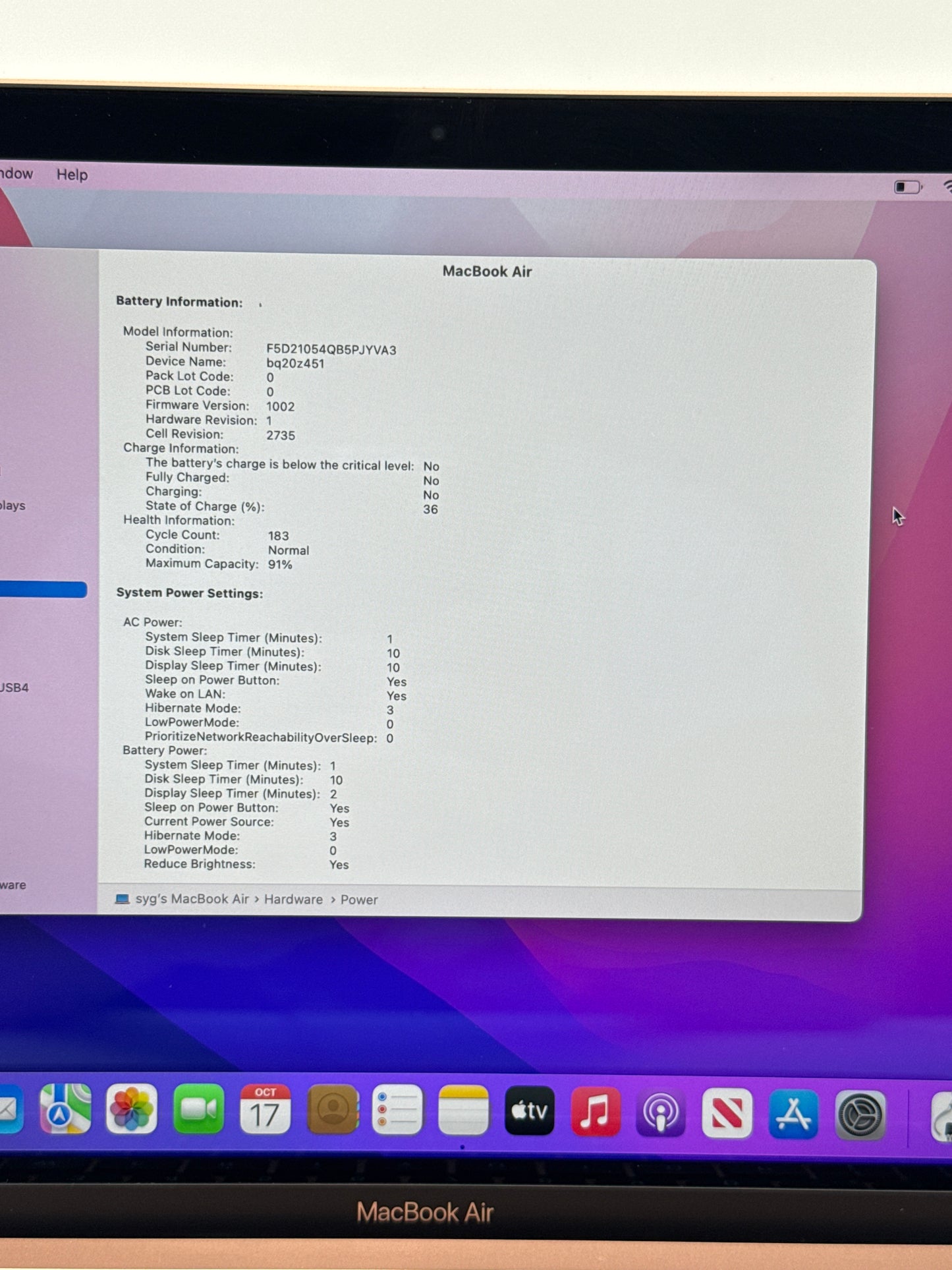 2020 Apple MacBook Air 13.3" M1 8GB RAM 256GB SSD A2337 Rose Gold