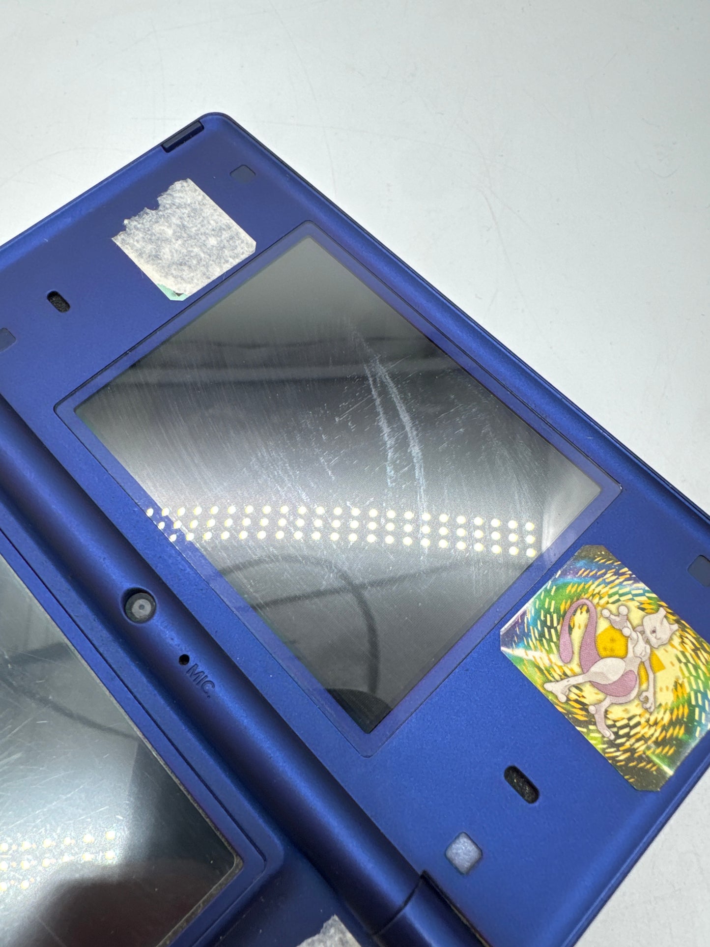 Nintendo DSi TWL-001(JPN) Metallic Blue Console #113 Stickers & Cracked Top Screen AS IS