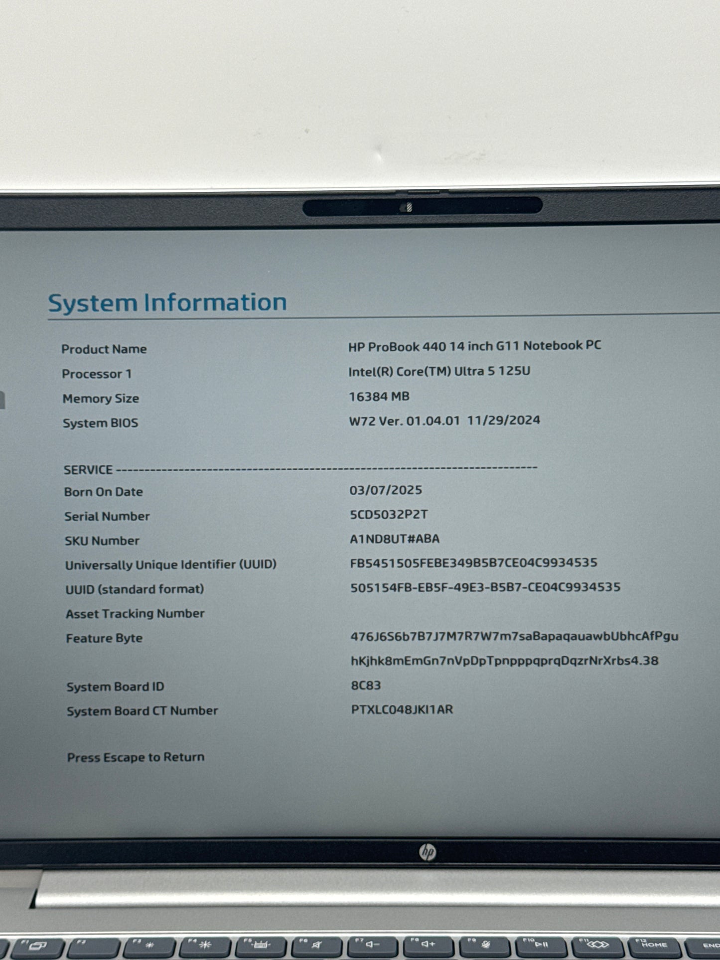 HP ProBook 440 14" Touch Ultra 5 125U 16GB RAM 256GB SSD Pike Silver - Read!