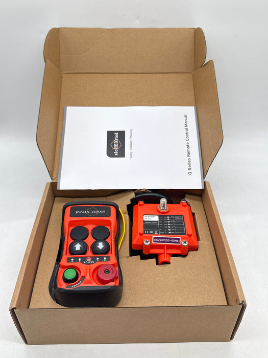 Q200 Wireless Crane Hoist Remote Control Kit 2 Button 12V 24V Emergency Stop Receiver