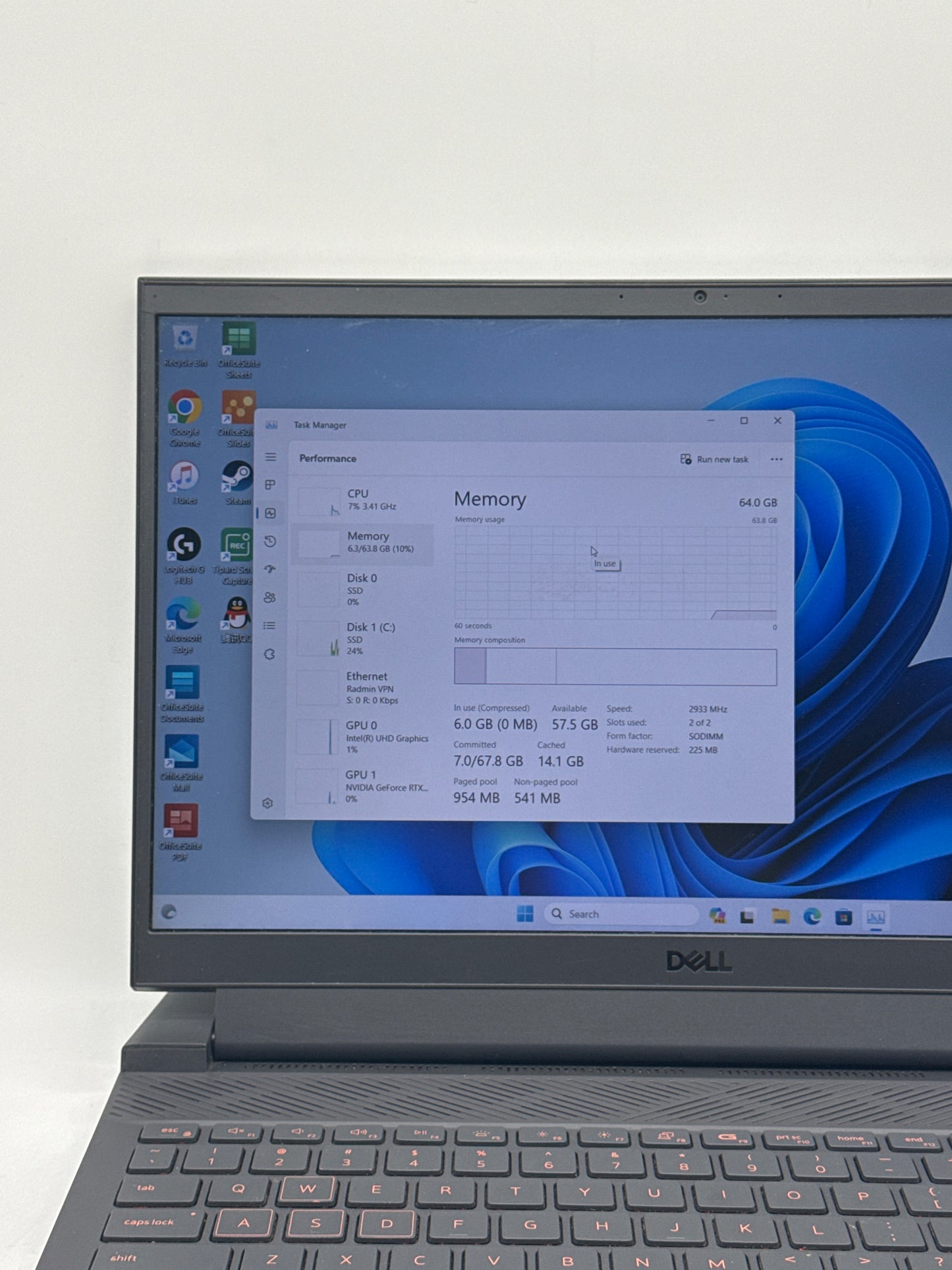 Dell G15 5510 15.6" FHD 120Hz Core i7-10870H 2.5TB SSD SSD 64GB RAM RTX 3060 6GB