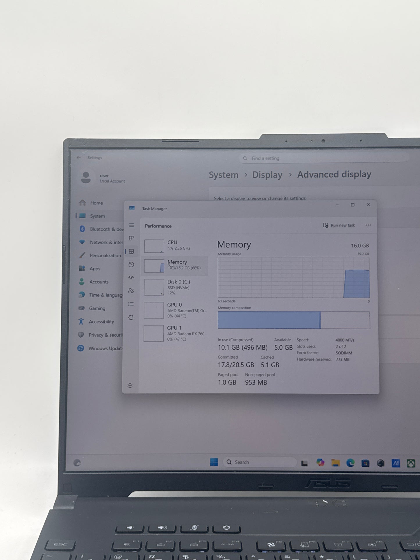 Asus TUF Gaming A16 16" 165Hz Ryzen 7735HS 16GB RAM 512GB SSD RX 7600S - Read!