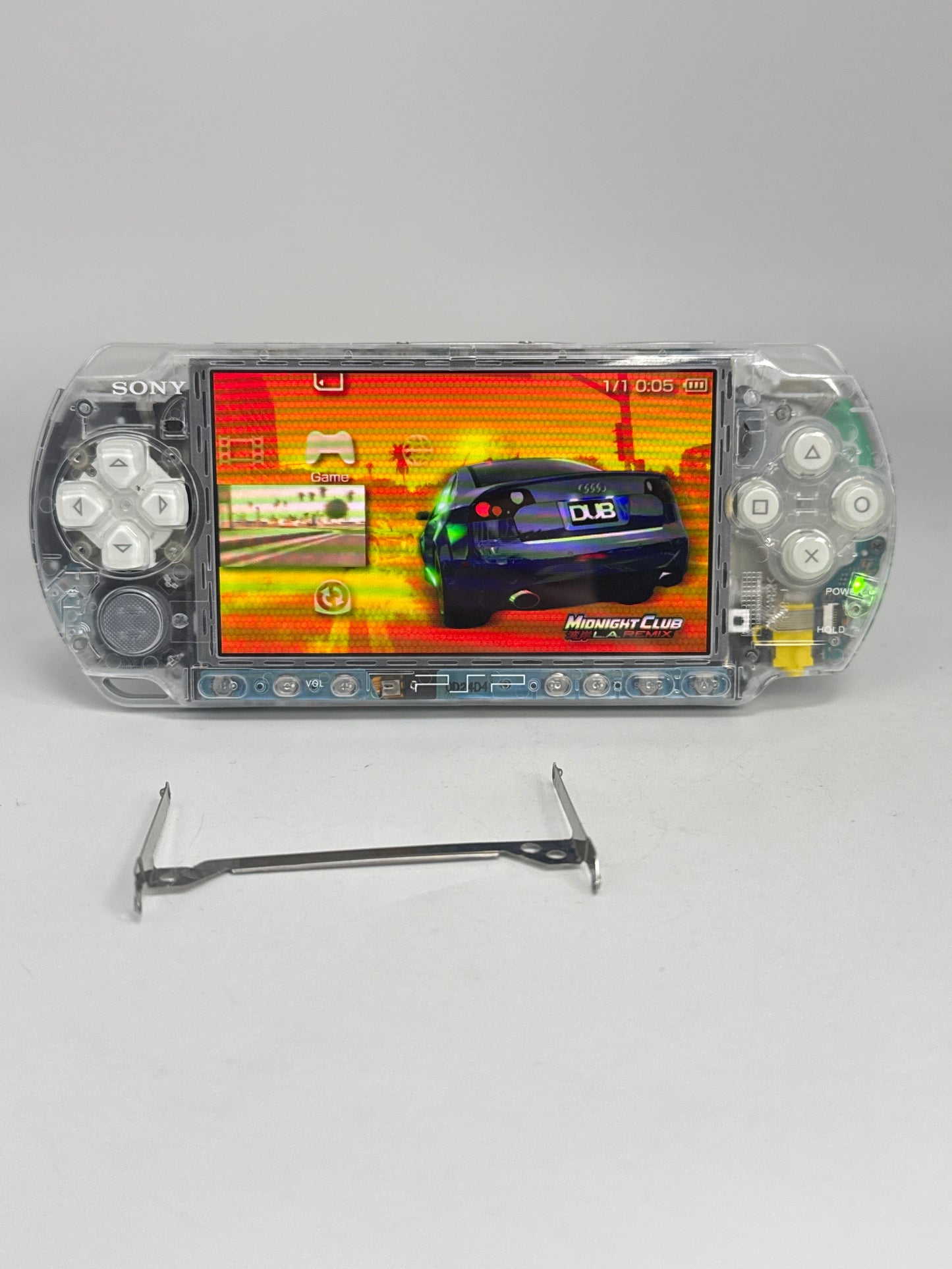 Sony PSP-3006 Clear Shell Console w/ 1200mAh Battery #104 BAD READ AS IS