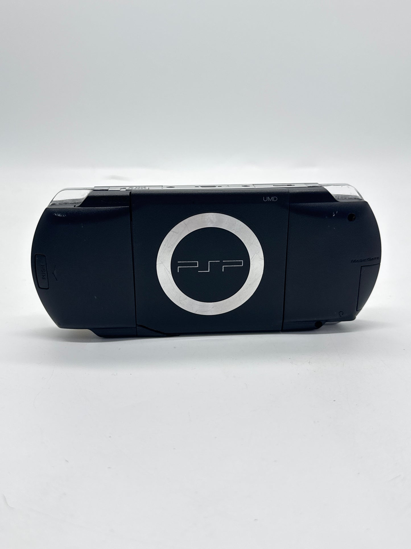 Sony PSP-1000 Piano Black Console #79 No Charger Cracked Back Bad Disc Drive AS IS