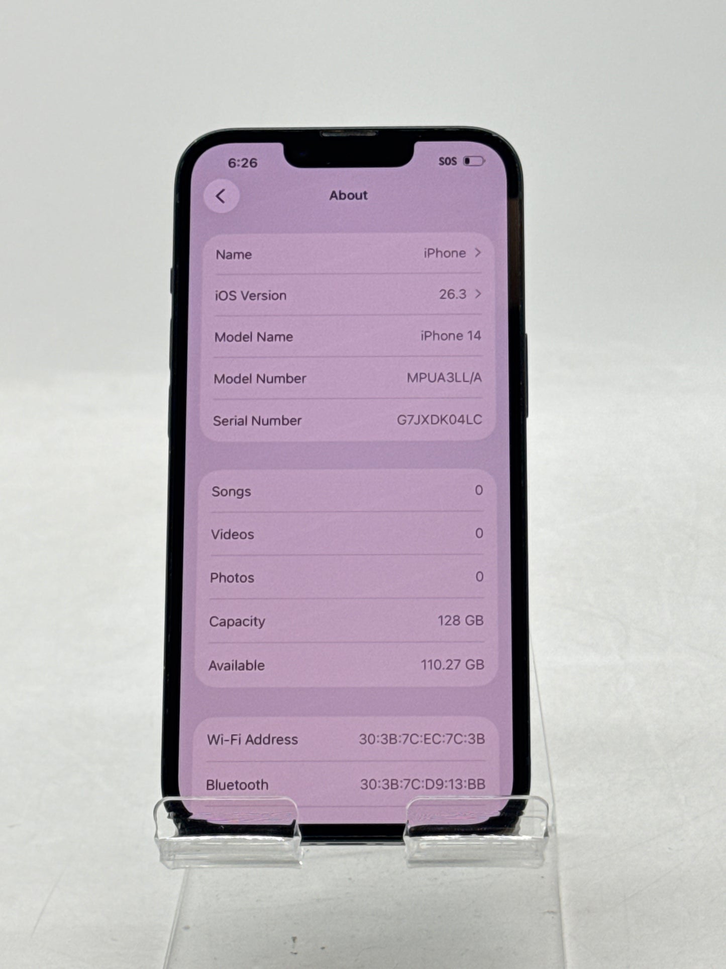US Sprint/T-Mobile Apple iPhone 14 A2649 128GB Midnight 98% Battery Health