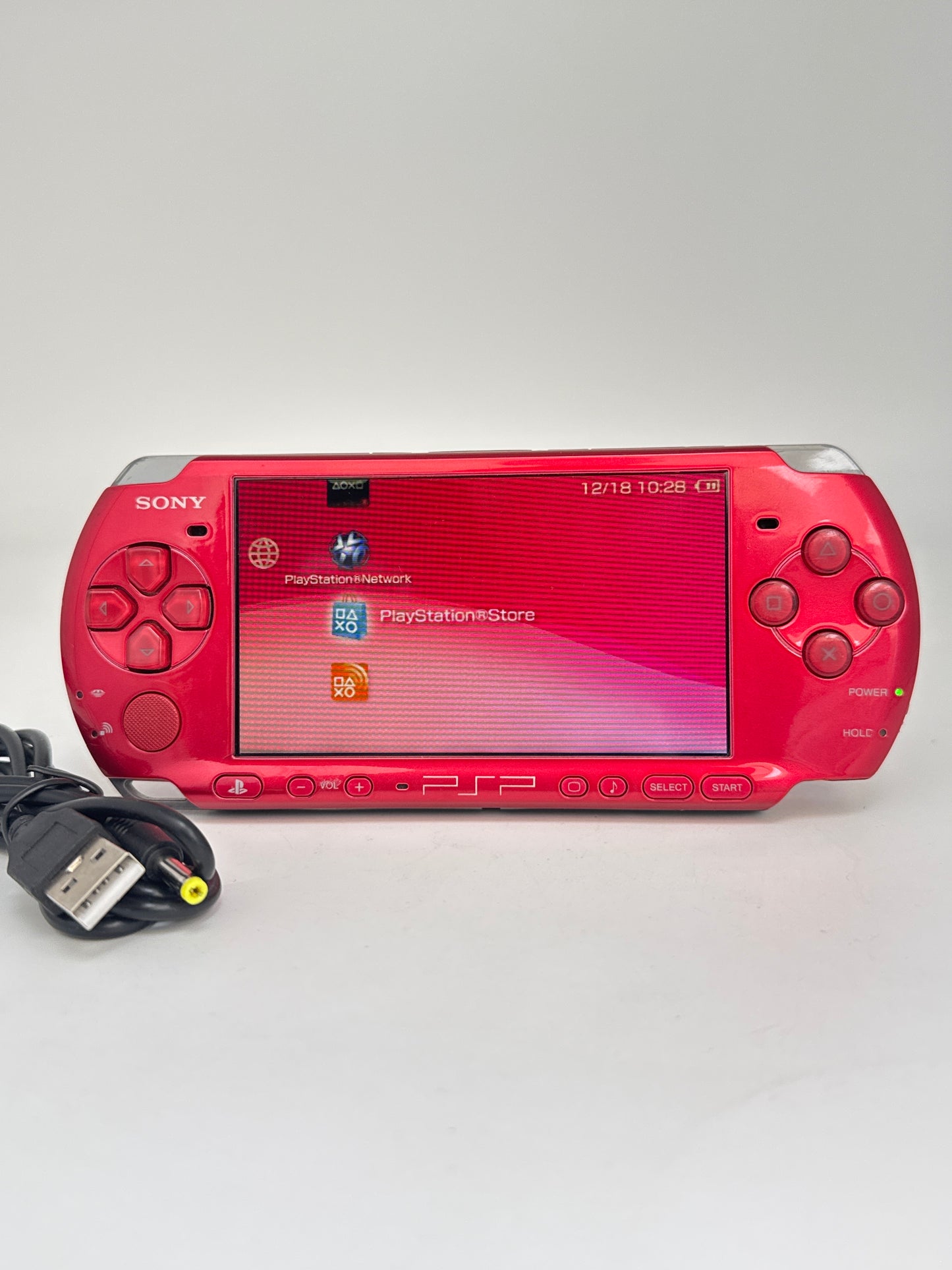Sony PSP-3000 Radiant Red Console w/ Charger #68 Battery Lid Will Not Stay On