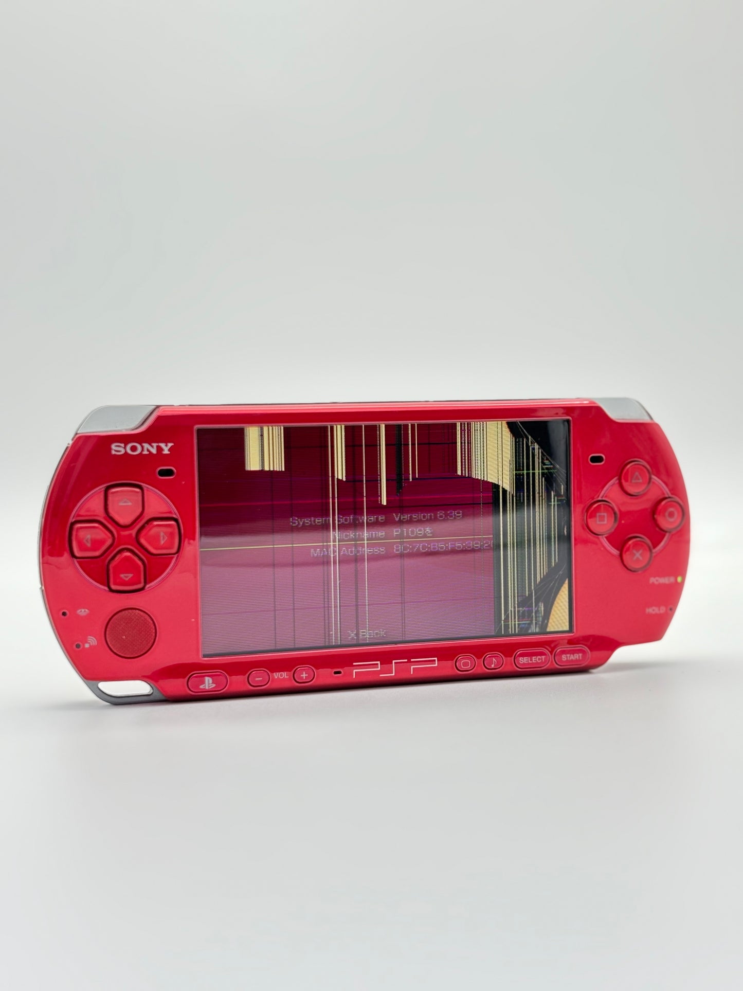 Sony PSP-3000 Red Console #202 w/1200 mAh Battery Bad Screen