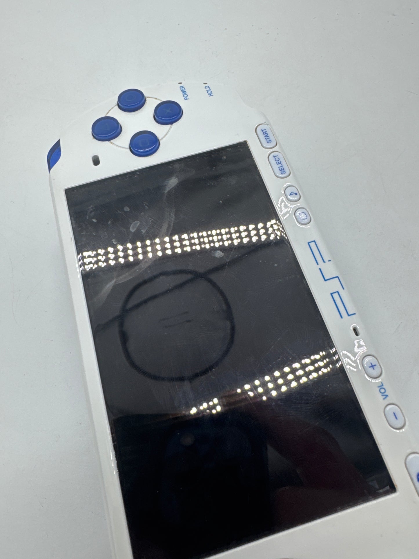 Sony PSP-3000 White/Blue Console Only #106 Right Side Buttons Bad READ AS IS
