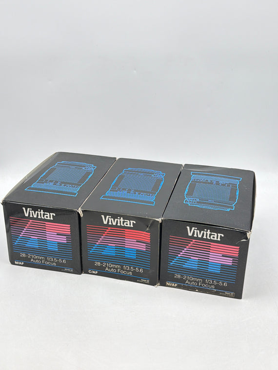 Lot of 3 Vivitar 28-210 F/3.5-5.6 Auto focus telephoto zoom lens Minolta AF/ Canon AF/ Nikon AF