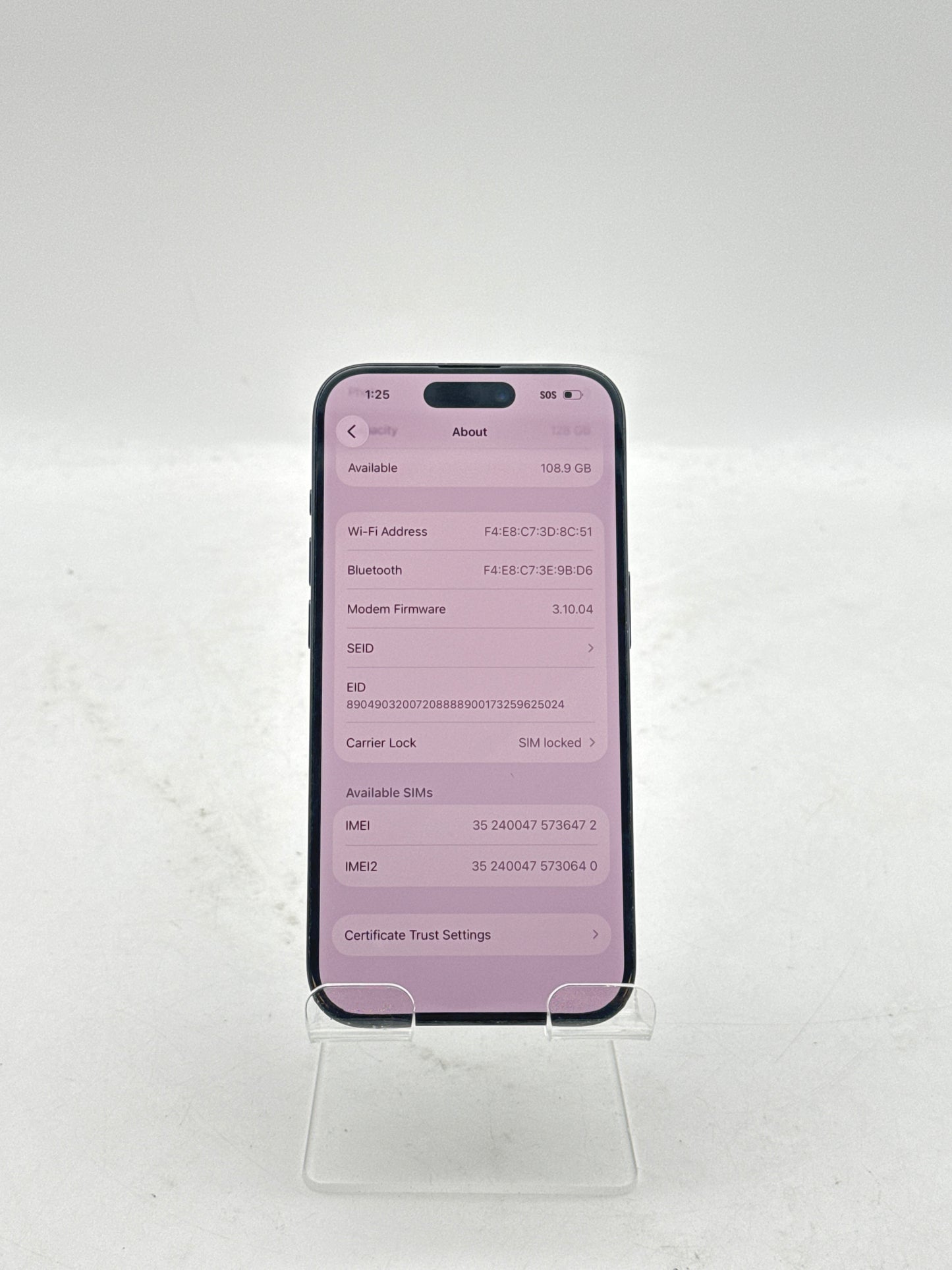 AT&T Apple iPhone 15 Pro A2848 128GB BH - 95% - Blue Titanium