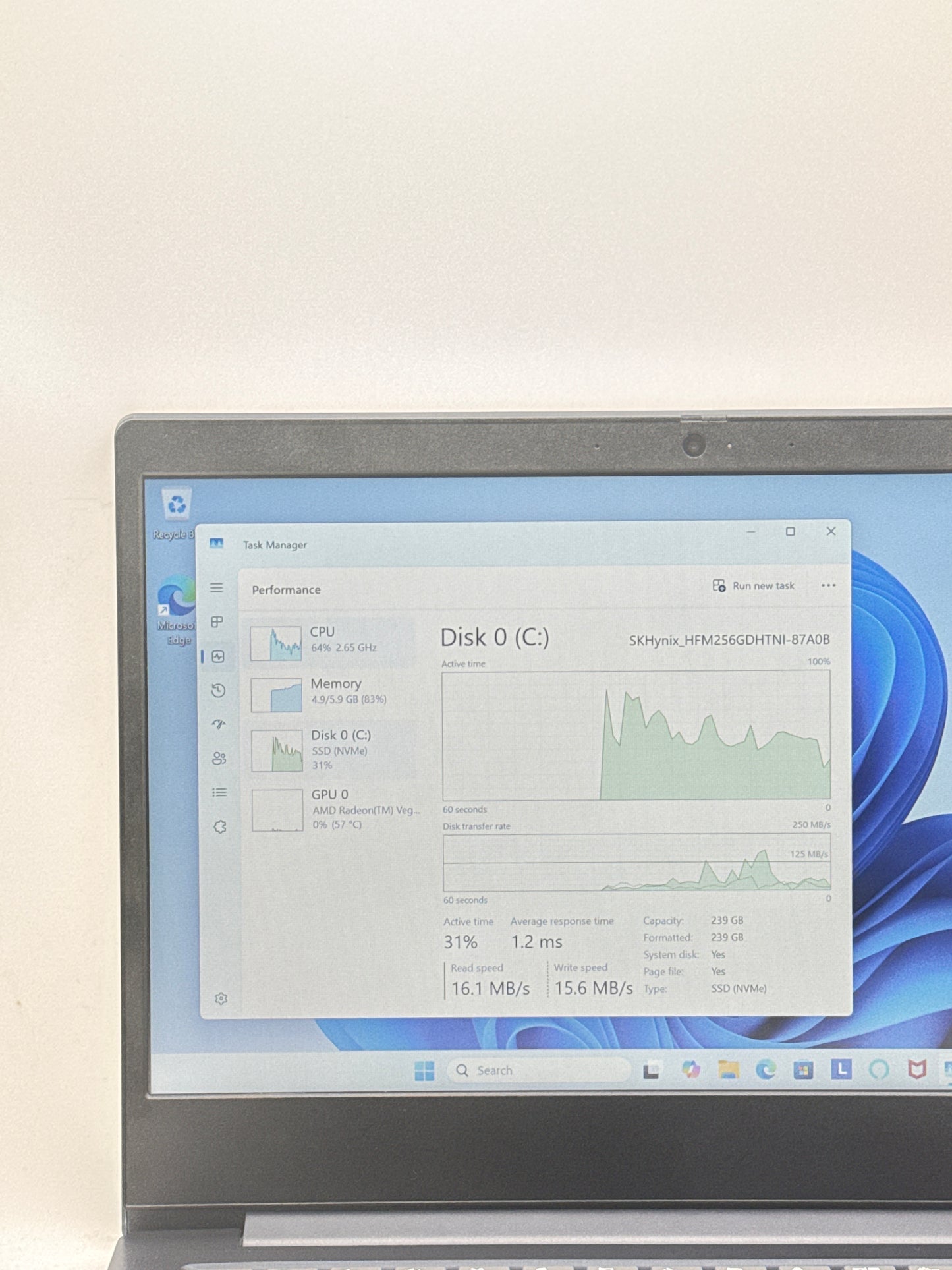 LENOVO IdeaPad 3-14ADA05 14" FHD RYZEN 5 3500U 8GB RAM 256GB SSD W/Charger