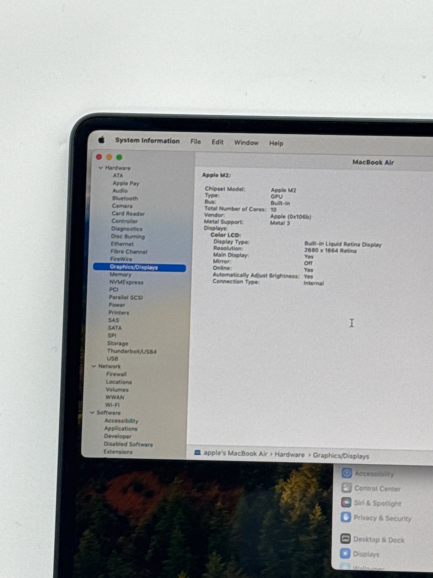 2023 Apple MacBook Air 15.3" A2941 M2 8C-CPU 10C-GPU 8GB RAM 256GB SSD 100% BH