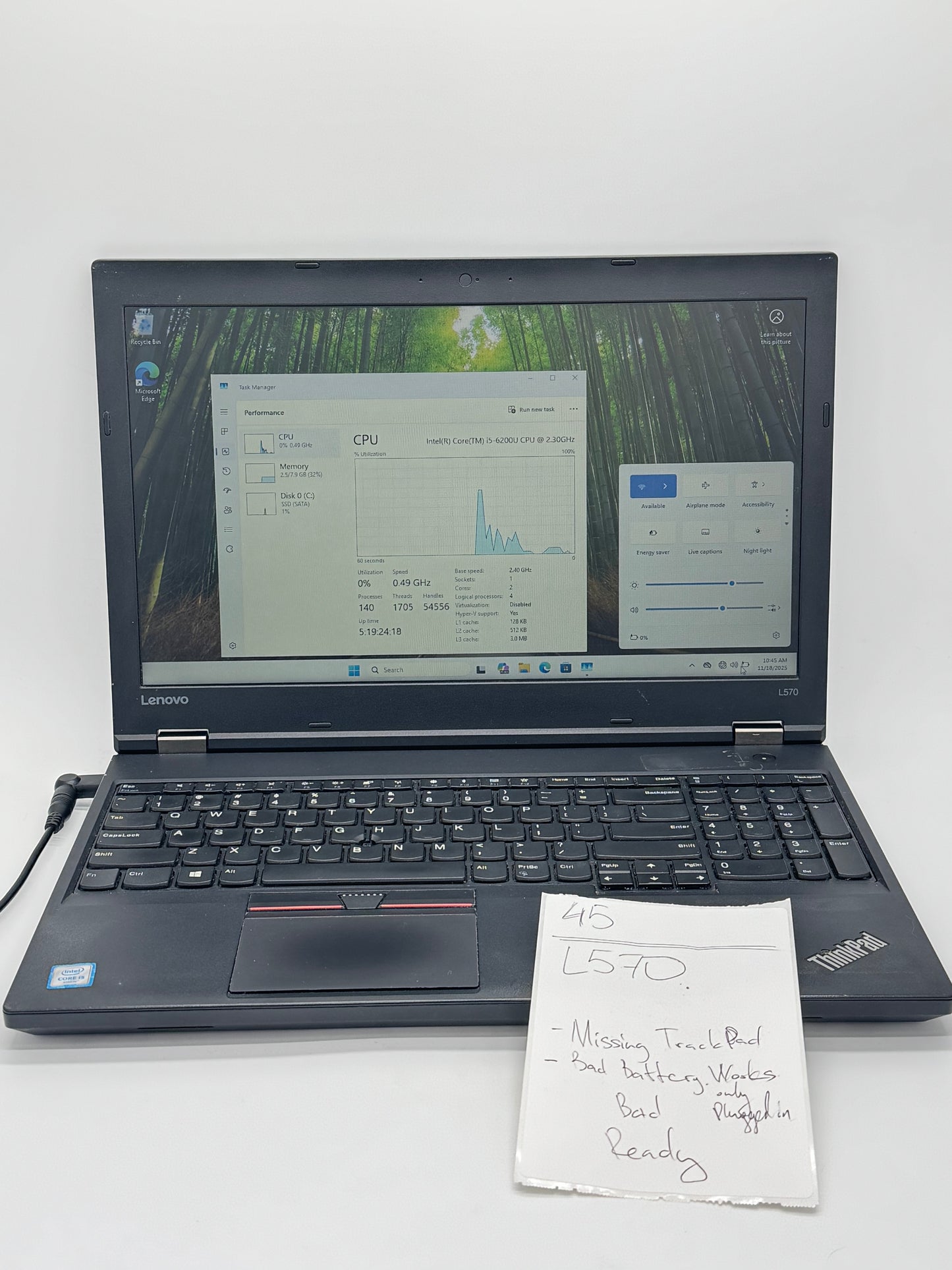 Lot of 9 Faulty Lenovo ThinkPads L570 8GB RAM Intel i5-6200U AS IS READ