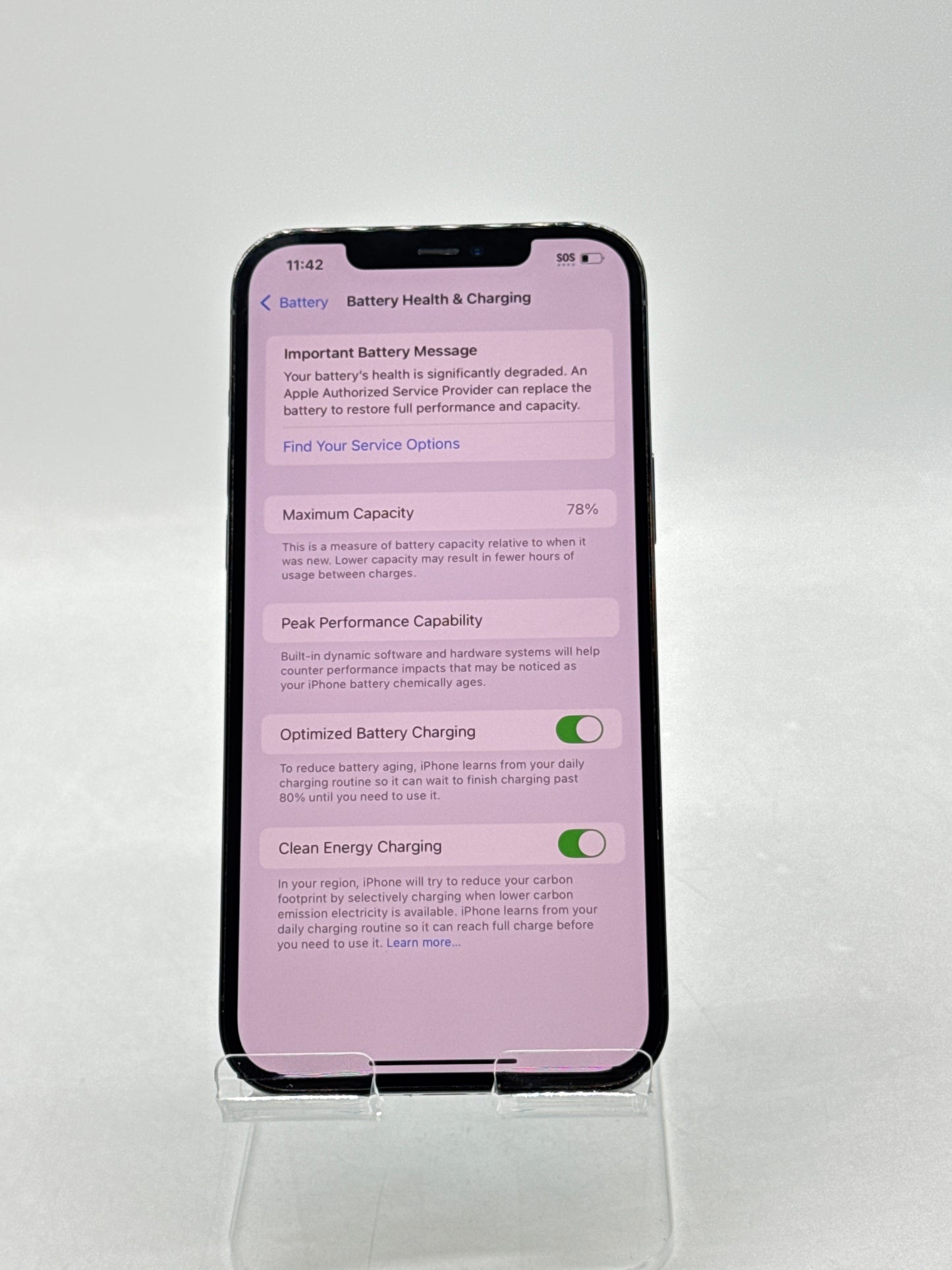 Unlocked Apple iPhone 12 Pro Max A2342 256GB Pacific Blue - Service Battery 78%